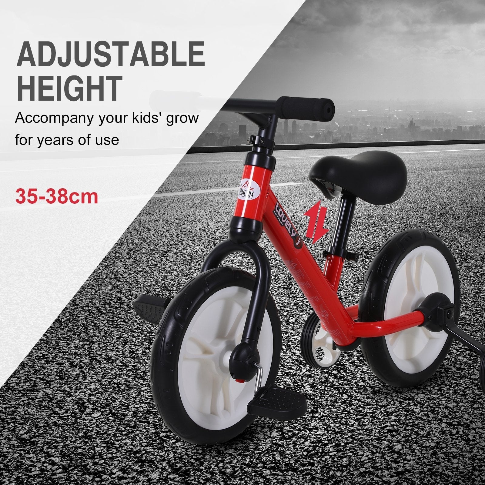 PP Toddlers Removable Stabiliser Balance Bike Red - Image 5