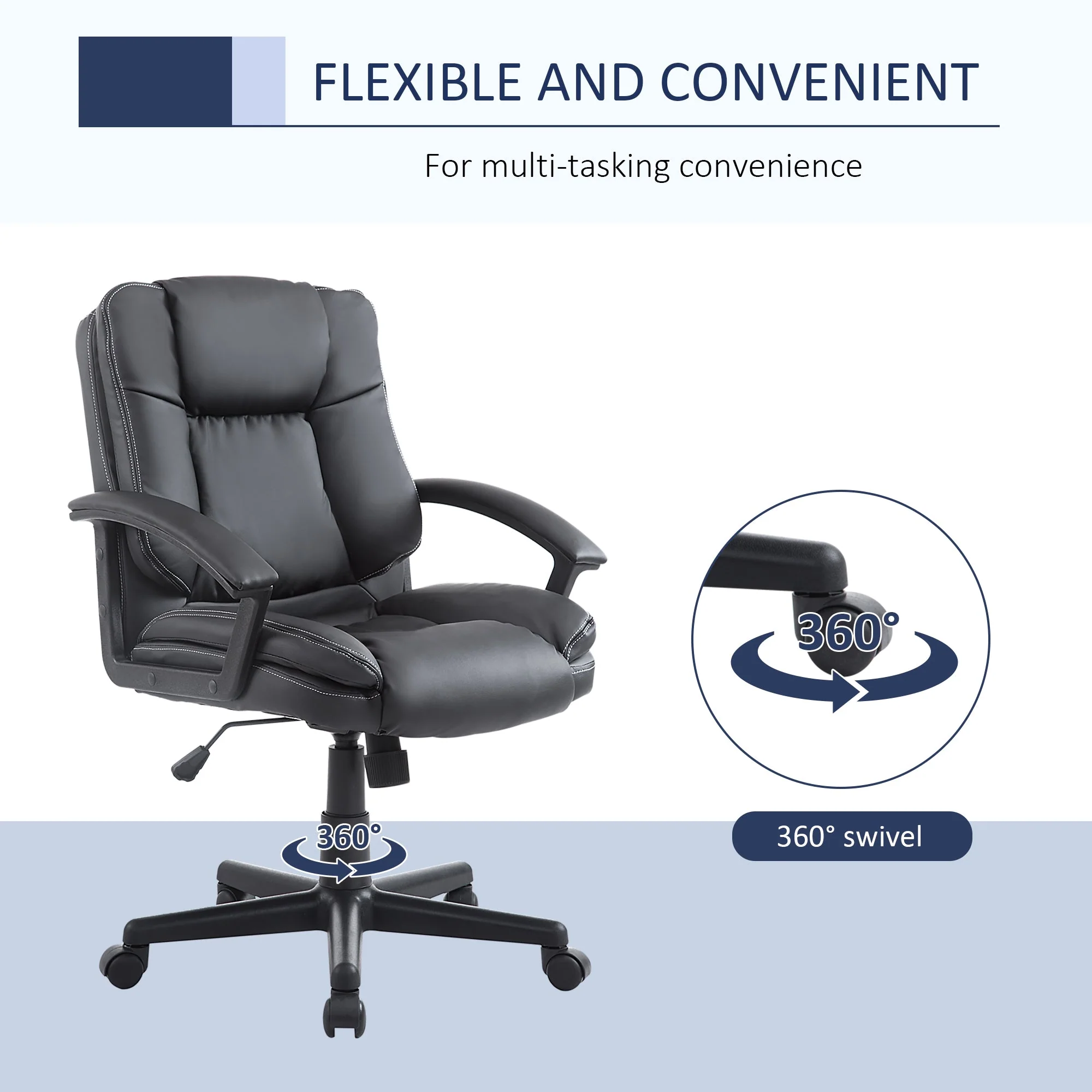 PU Leather Executive Office Chair-Black - Image 6