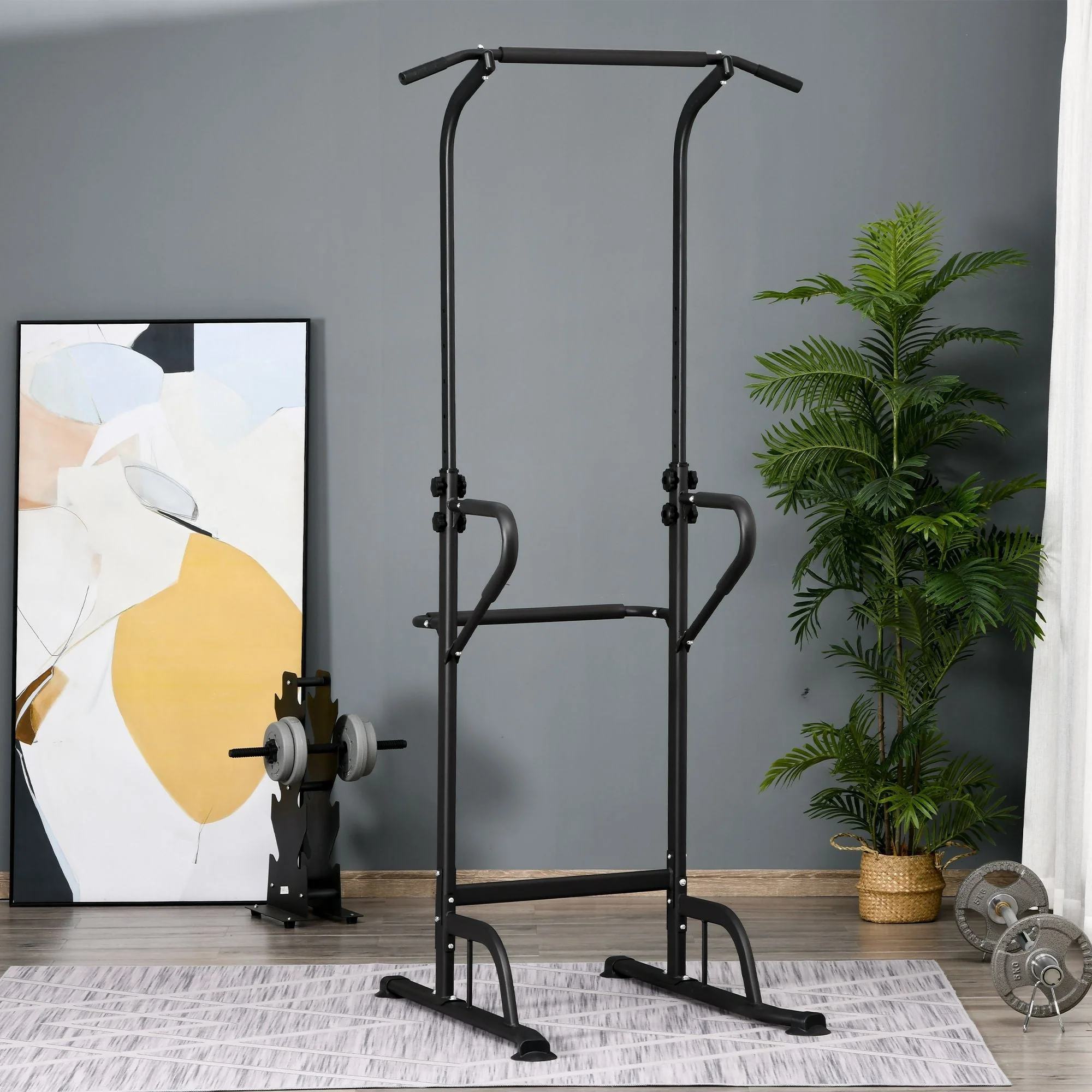 Pull Up Bar Multi-Function Height Adjustable Power Tower Dip Station Equipment - Image 2