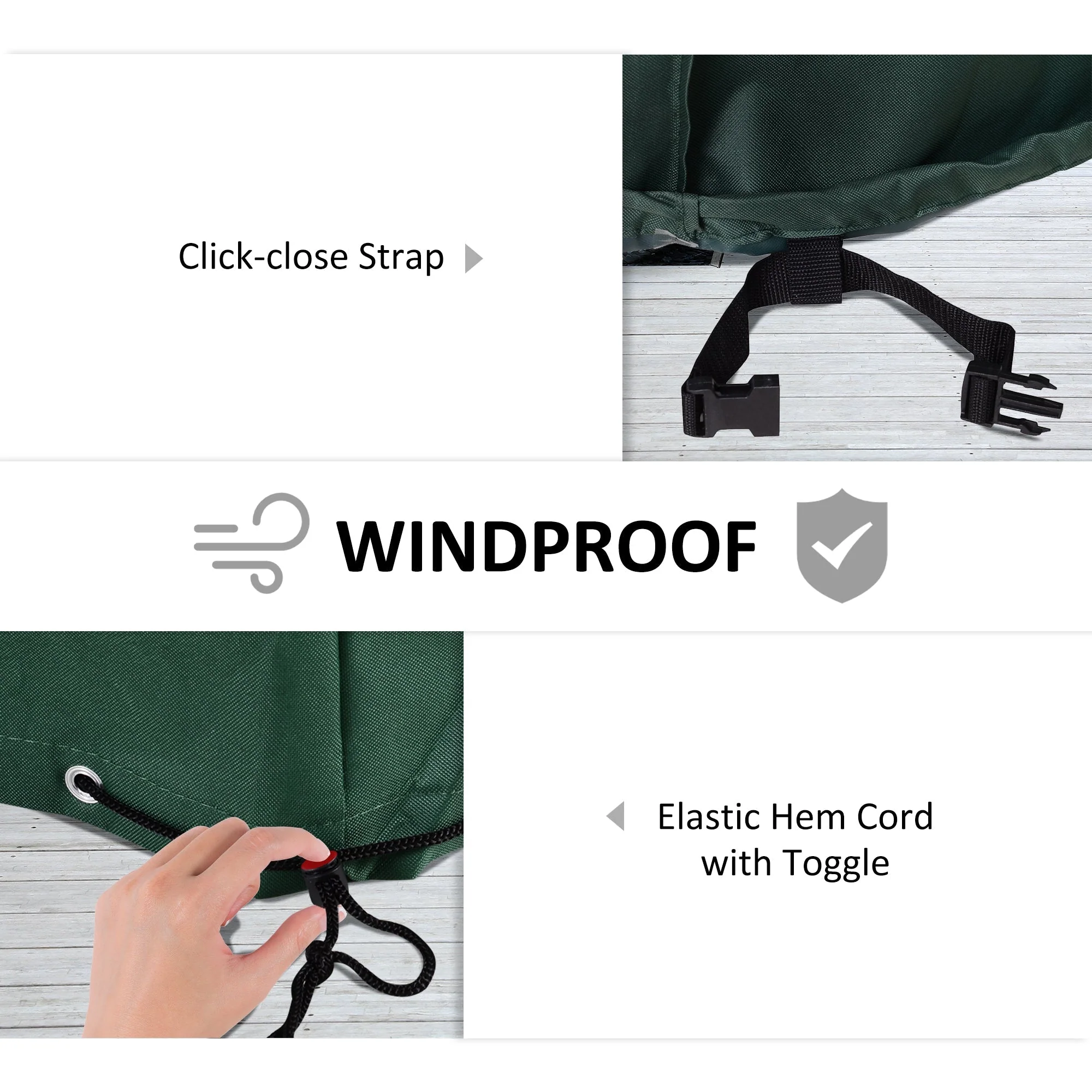 PVC Coated Large Square 600D Waterproof Outdoor Furniture Cover Green - Image 5