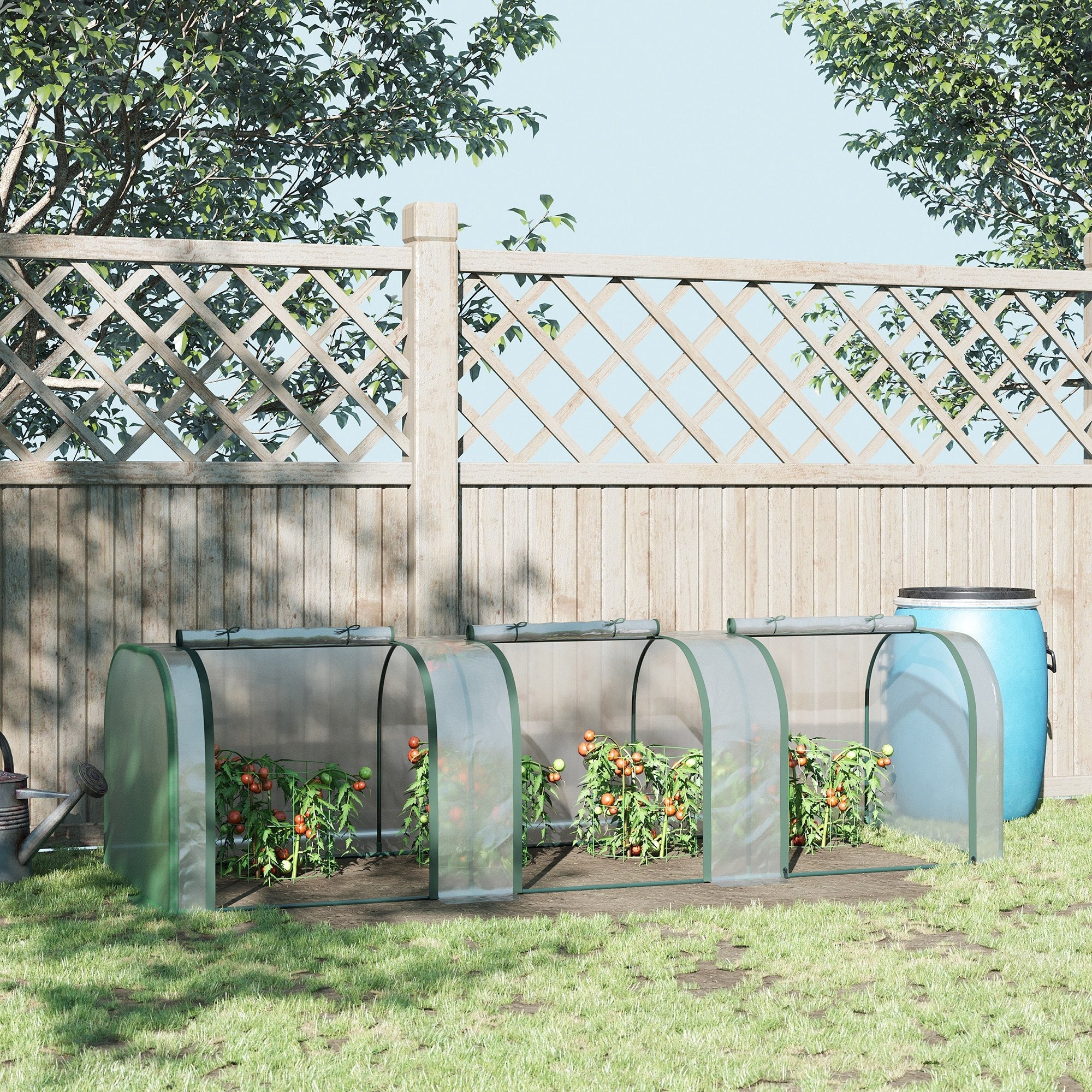PVC Tunnel Greenhouse Green Grow House Steel Frame for Garden Backyard with Zipper Doors 295x100x80 cm - Image 2