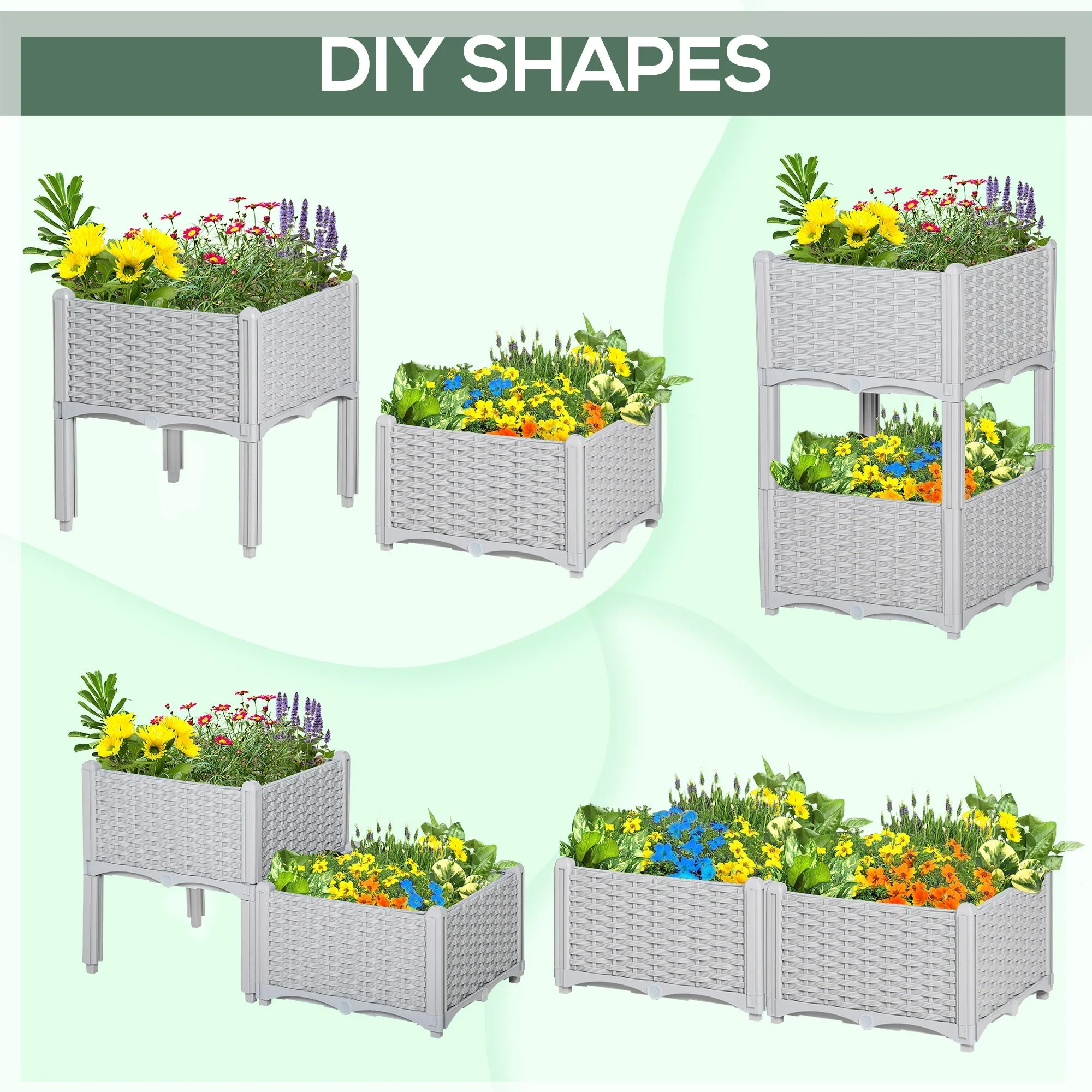 Raised Flower Bed Vegetable Herb Plant Stand Lightweight - 40L x 40W x 44H CM - Image 7