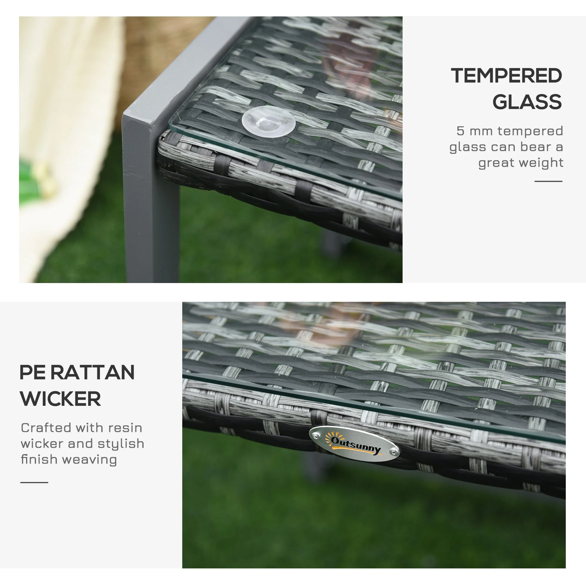 Rattan End Table Side Coffee Desk Outdoor Patio Wicker Sofa Chat Garden Furniture - Image 5