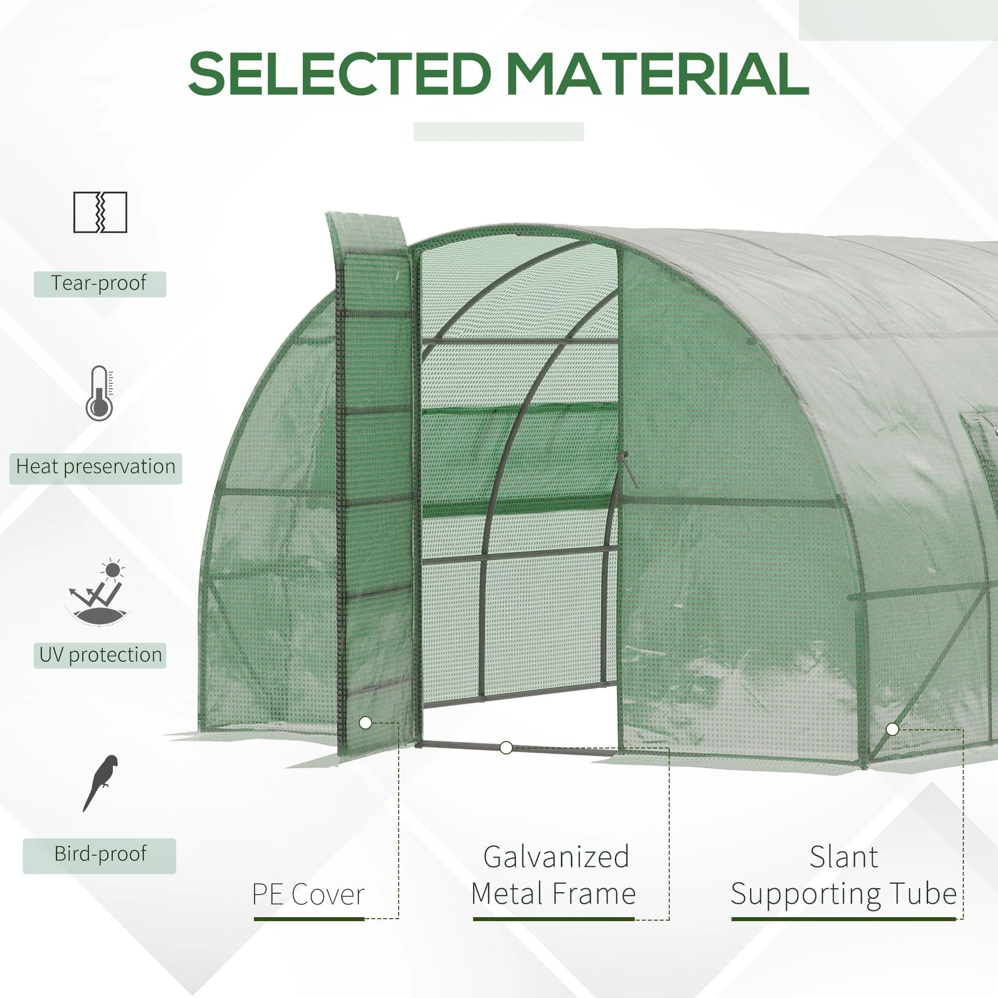 Reinforced Walk-In Polytunnel Greenhouse with Metal Hinged Door - Image 4
