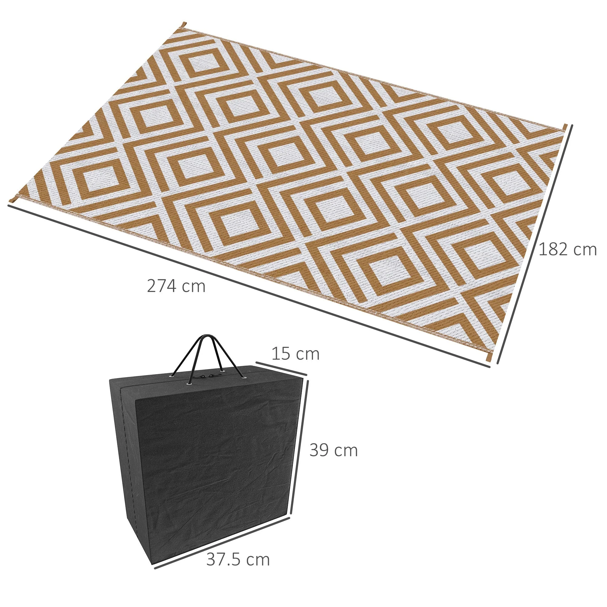 Reversible Outdoor Rug with Carry Bag and Ground Stakes - Image 2