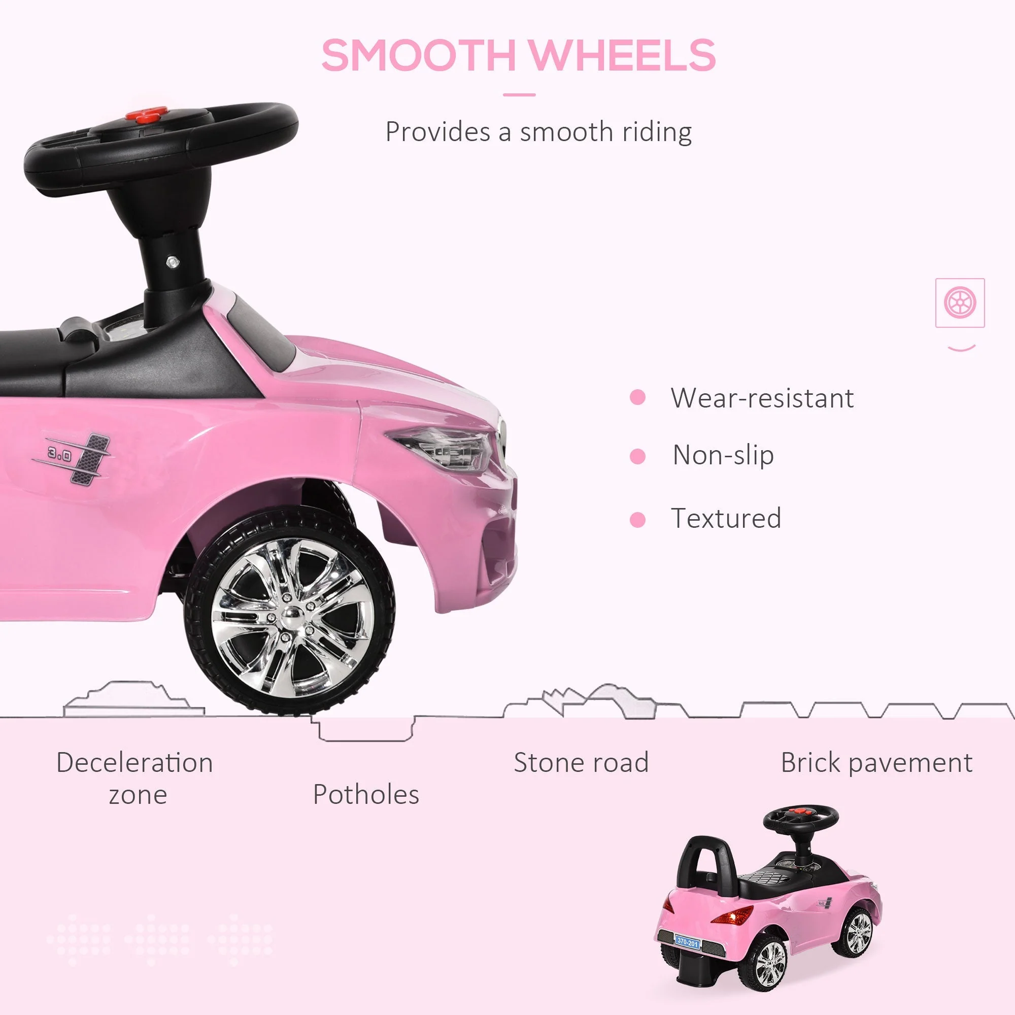 Ride on Sliding Car Baby Toddler Horn Music Working Lights Storage No Power Pink - Image 4