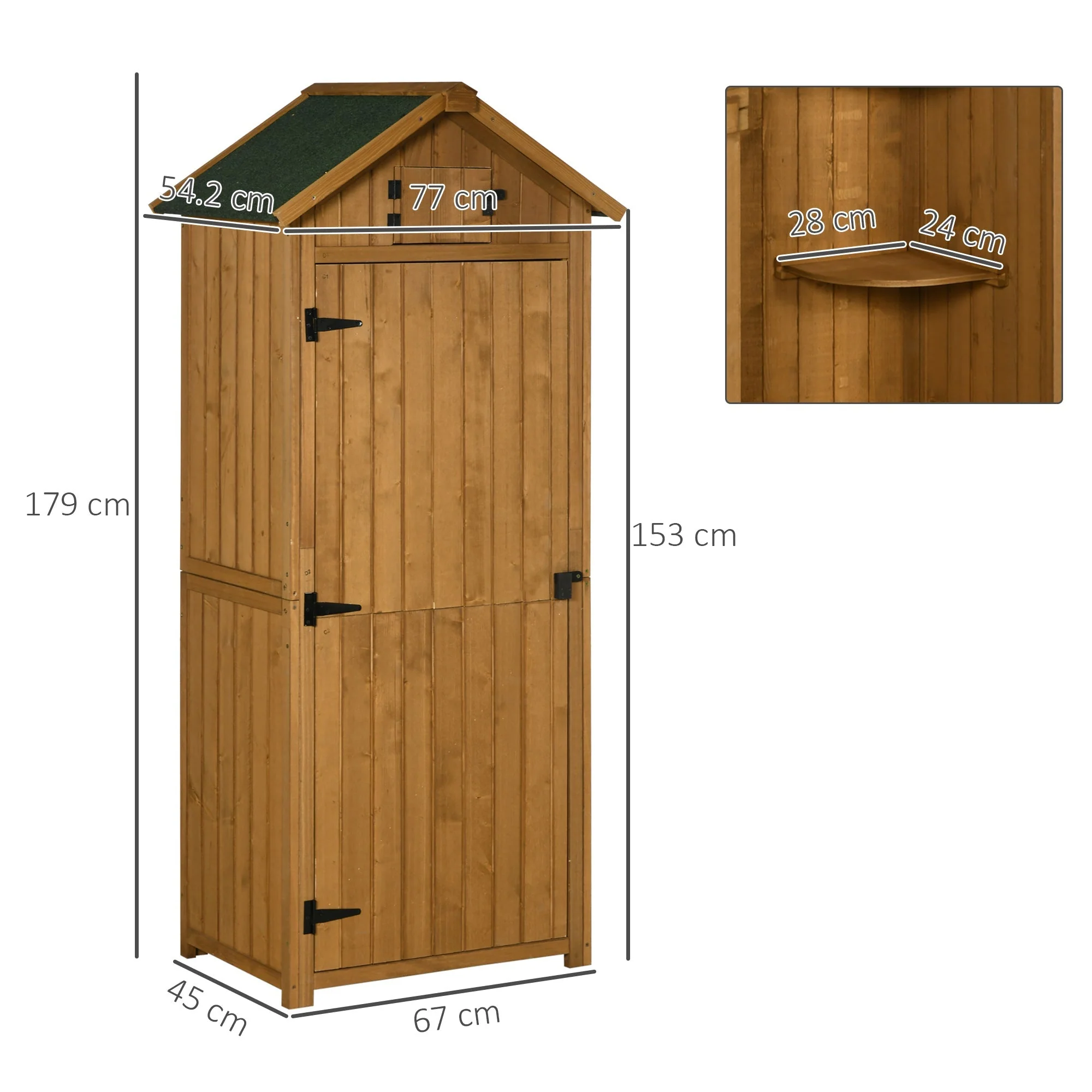 Rustica 179cm Single Door Reverse Apex Garden Store Fir Wood Teak by Steadfast - Image 2