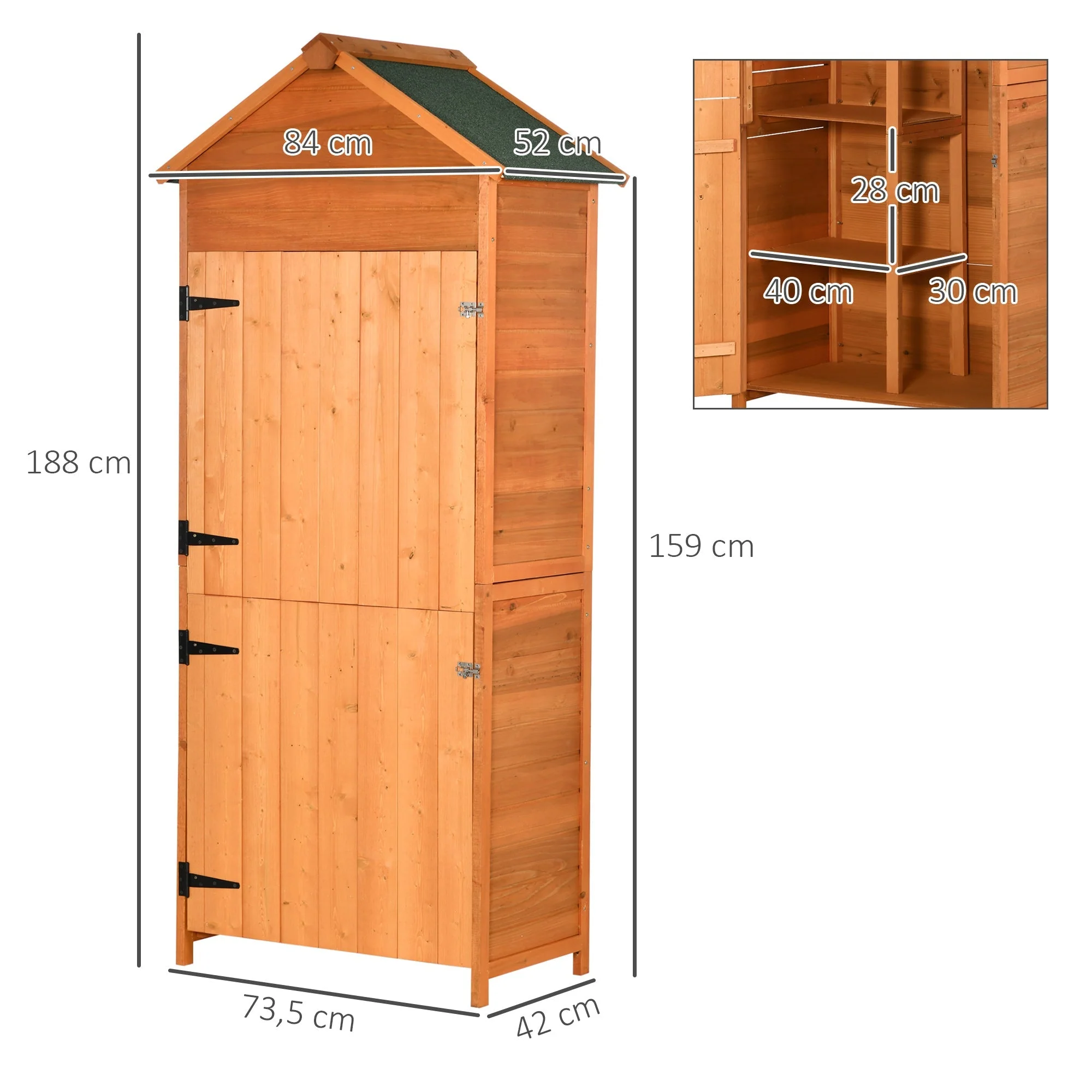 Rustica 188cm Barn Door Reverse Apex Garden Store Lockable Fir Wood Teak by Steadfast - Image 3
