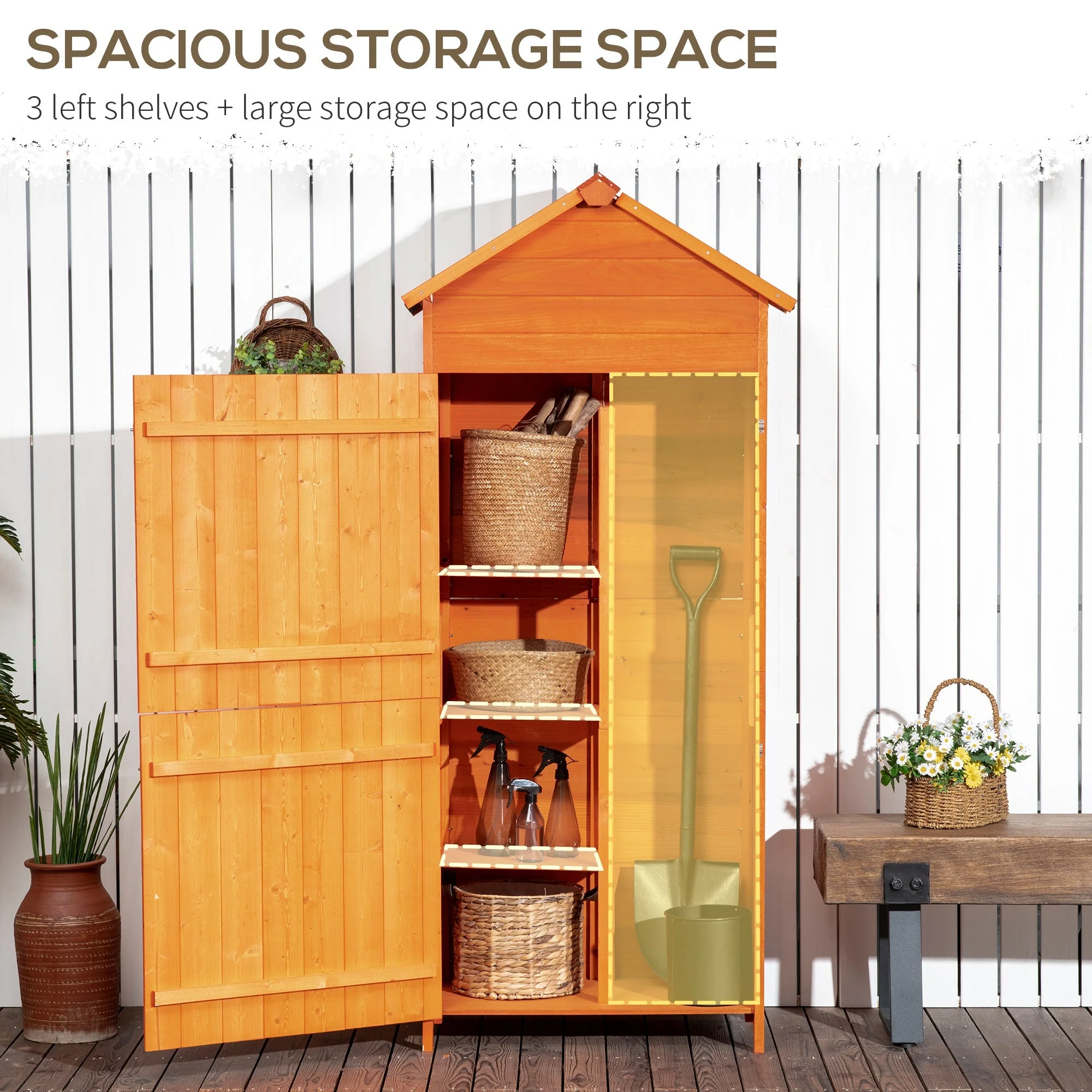 Rustica 188cm Barn Door Reverse Apex Garden Store Lockable Fir Wood Teak by Steadfast - Image 4