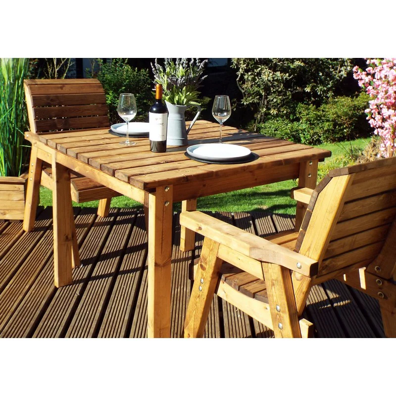 Scandinavian Redwood Garden Patio Dining Set by Charles Taylor - 2 Seats Green Cushions - Image 3