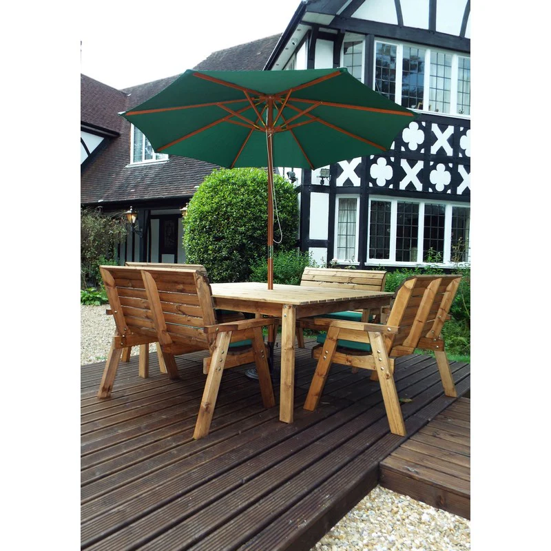 Scandinavian Redwood Garden Patio Dining Set by Charles Taylor - 8 Seats Green Cushions - Image 4