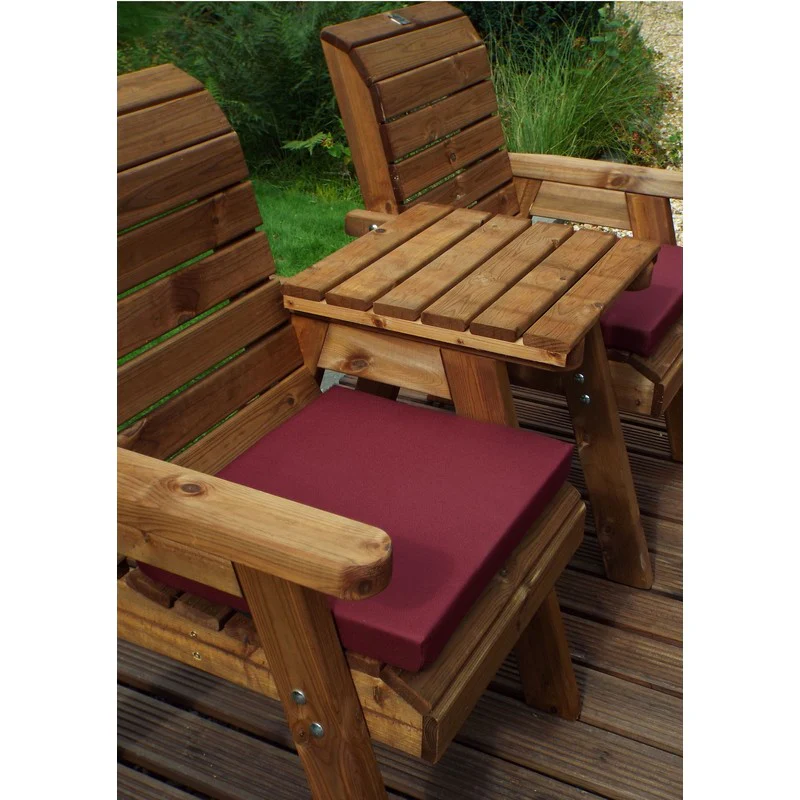 Scandinavian Redwood Garden Tete a Tete by Charles Taylor - 2 Seats Burgundy Cushions - Image 4