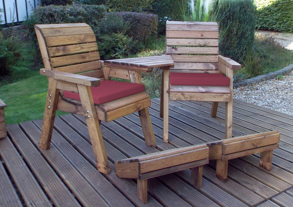 Scandinavian Redwood Garden Tete a Tete & Footstool by Charles Taylor - 2 Seats - Image 4