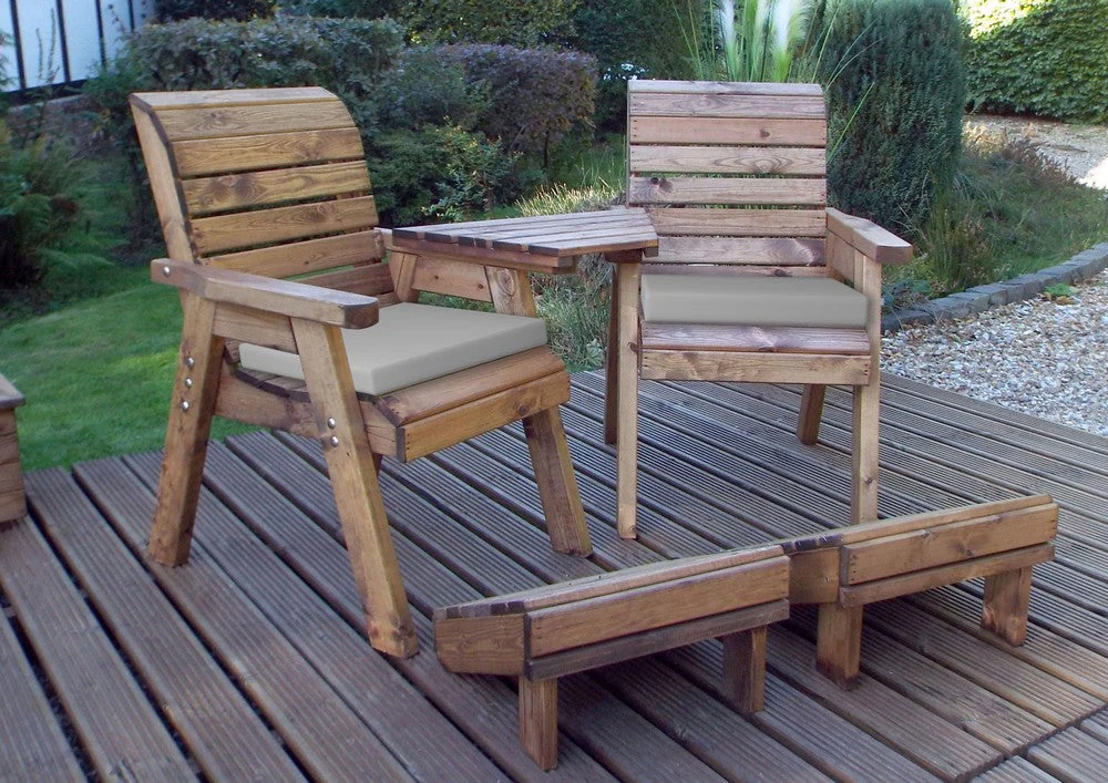 Scandinavian Redwood Garden Tete a Tete & Footstool by Charles Taylor - 2 Seats - Image 6