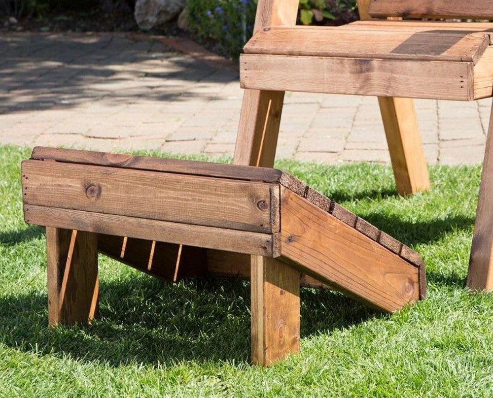 Scandinavian Redwood Garden Tete a Tete & Footstool by Charles Taylor - 2 Seats - Image 2