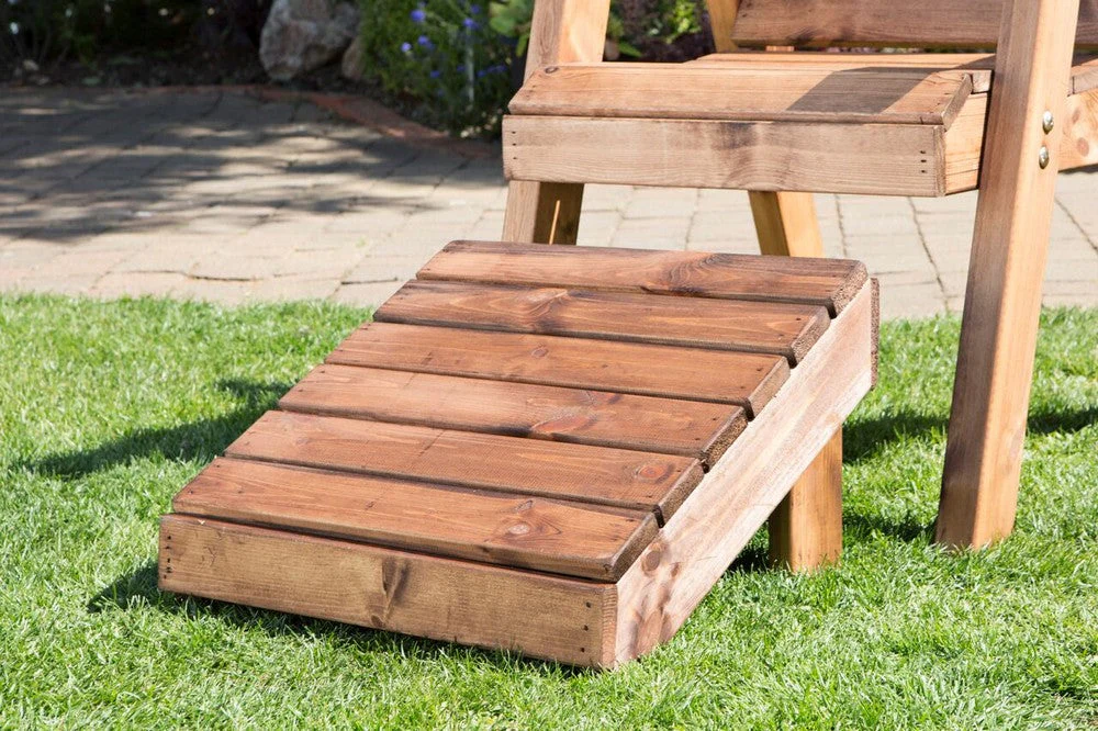 Scandinavian Redwood Garden Tete a Tete & Footstool by Charles Taylor - 2 Seats - Image 4