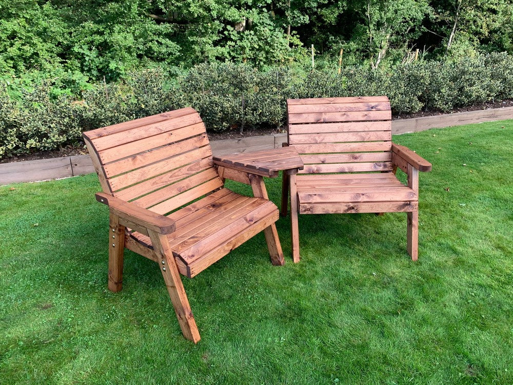 Scandinavian Redwood Garden Tete a Tete & Footstool by Charles Taylor - 2 Seats - Image 7