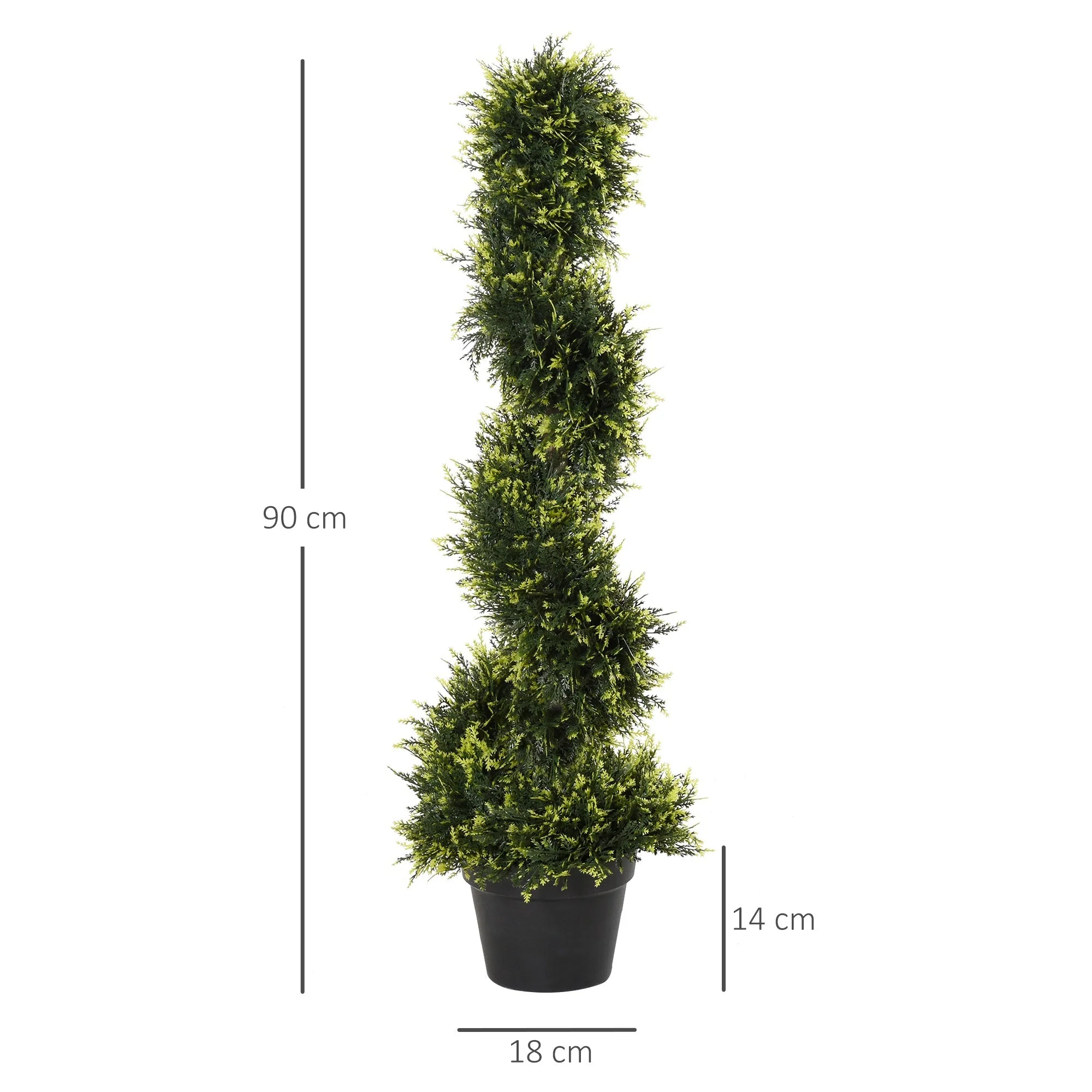 Set Of 2 90cm/3FT Artificial Spiral Topiary Trees w/ Pot Fake Indoor Outdoor Greenery Plant Home Office Garden Décor Green - Image 3