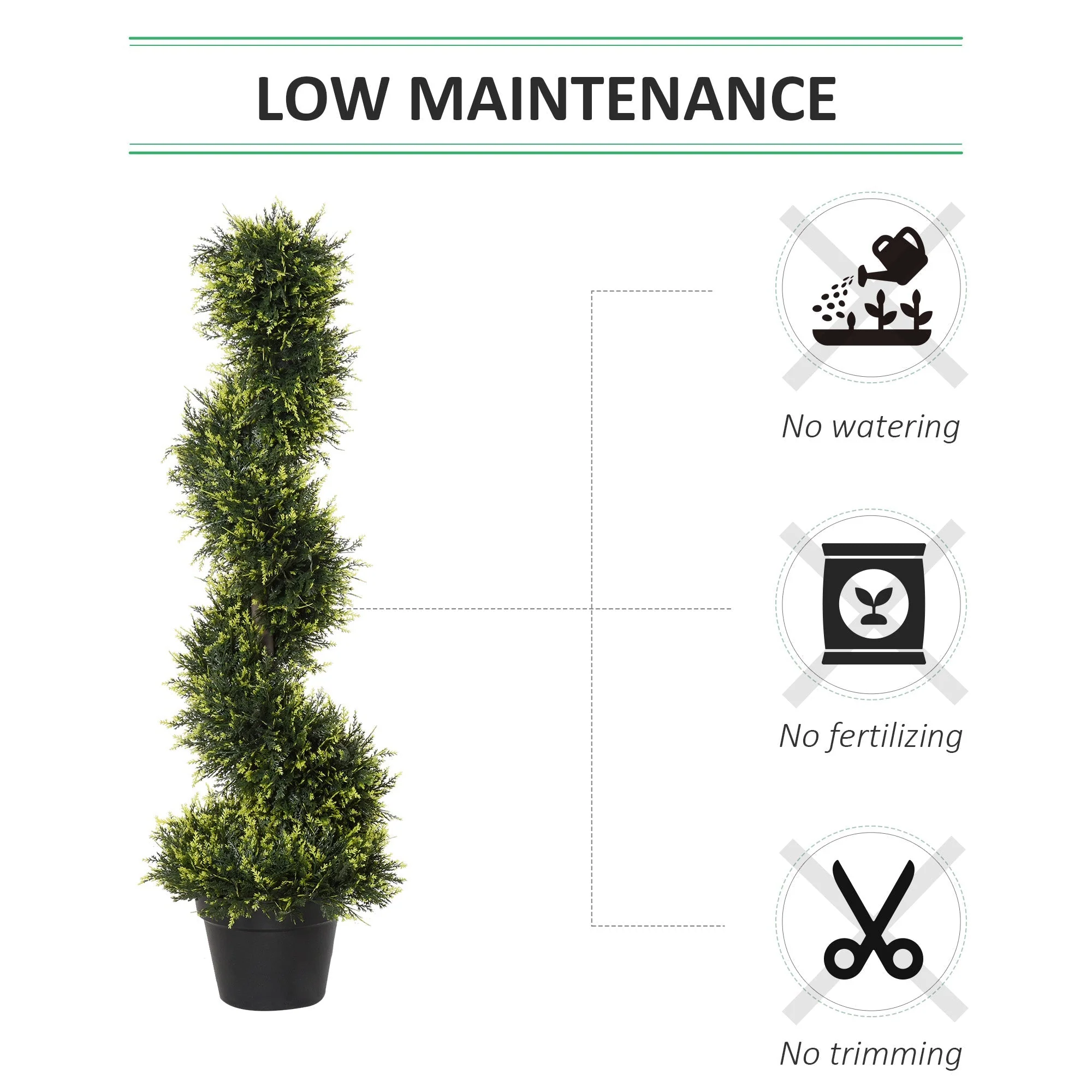 Set Of 2 90cm/3FT Artificial Spiral Topiary Trees w/ Pot Fake Indoor Outdoor Greenery Plant Home Office Garden Décor Green - Image 5