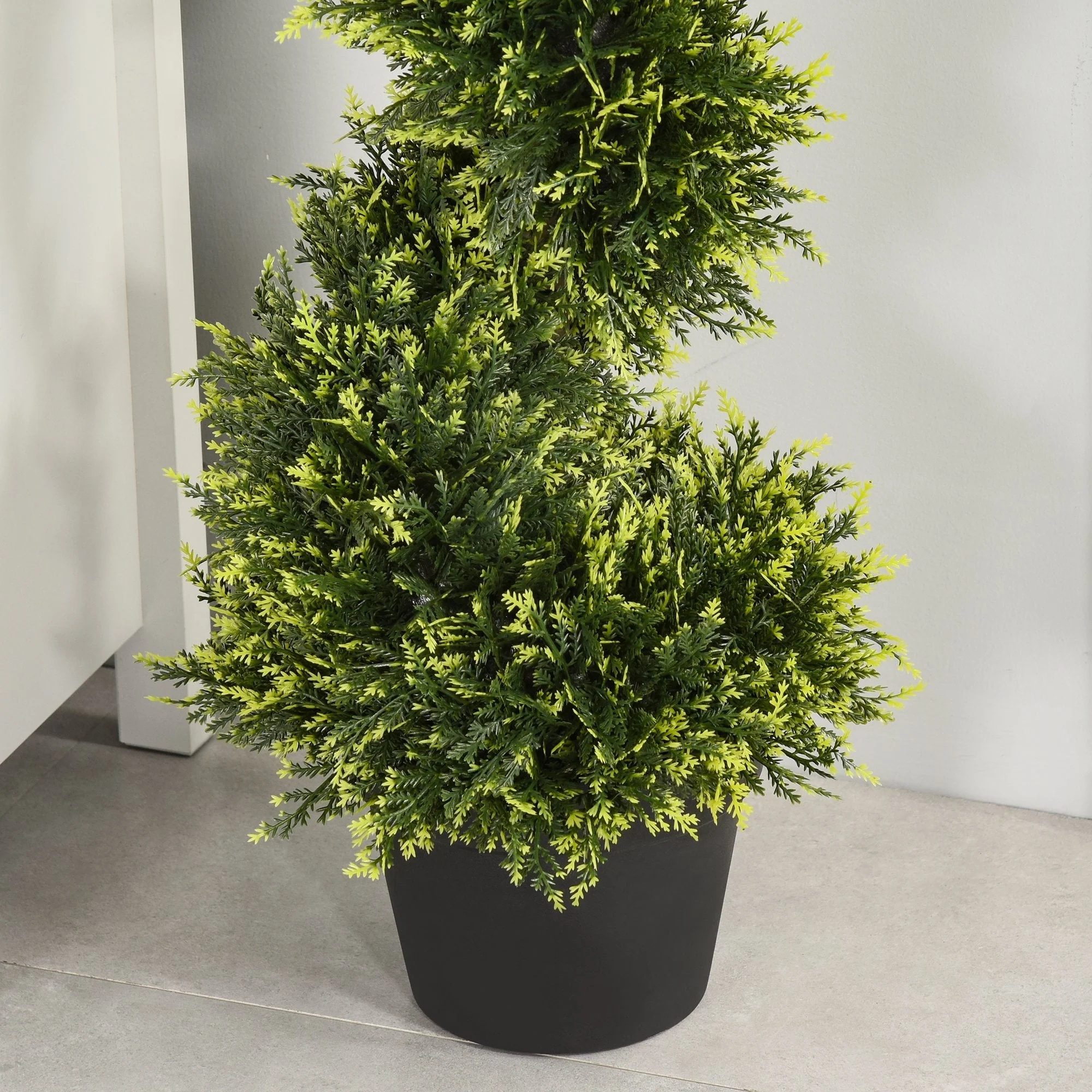 Set Of 2 90cm/3FT Artificial Spiral Topiary Trees w/ Pot Fake Indoor Outdoor Greenery Plant Home Office Garden Décor Green - Image 9
