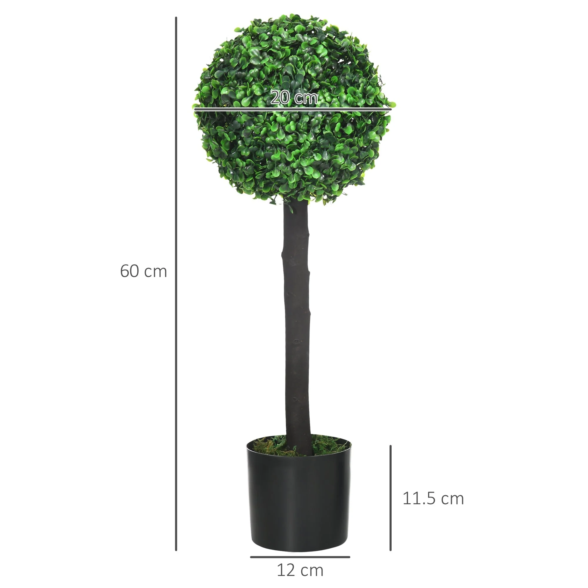 Set of 2 Artificial Plants Boxwood Ball Trees in Pot Fake Plants for Home Indoor Outdoor Decor - Image 3