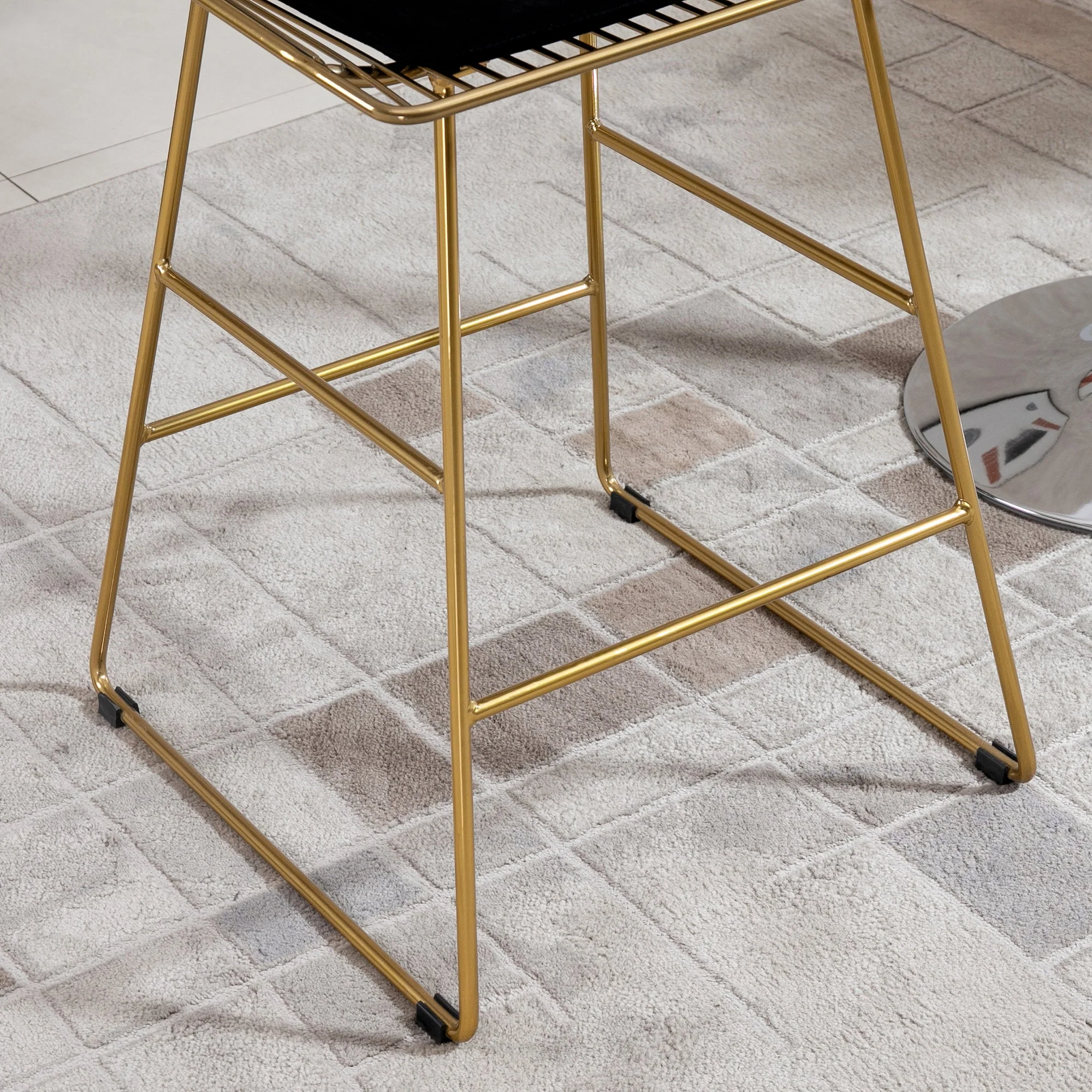 Set of 2 Bar stools Modern Counter Height Wire Metal Bar chairs for Kitchen - Image 8