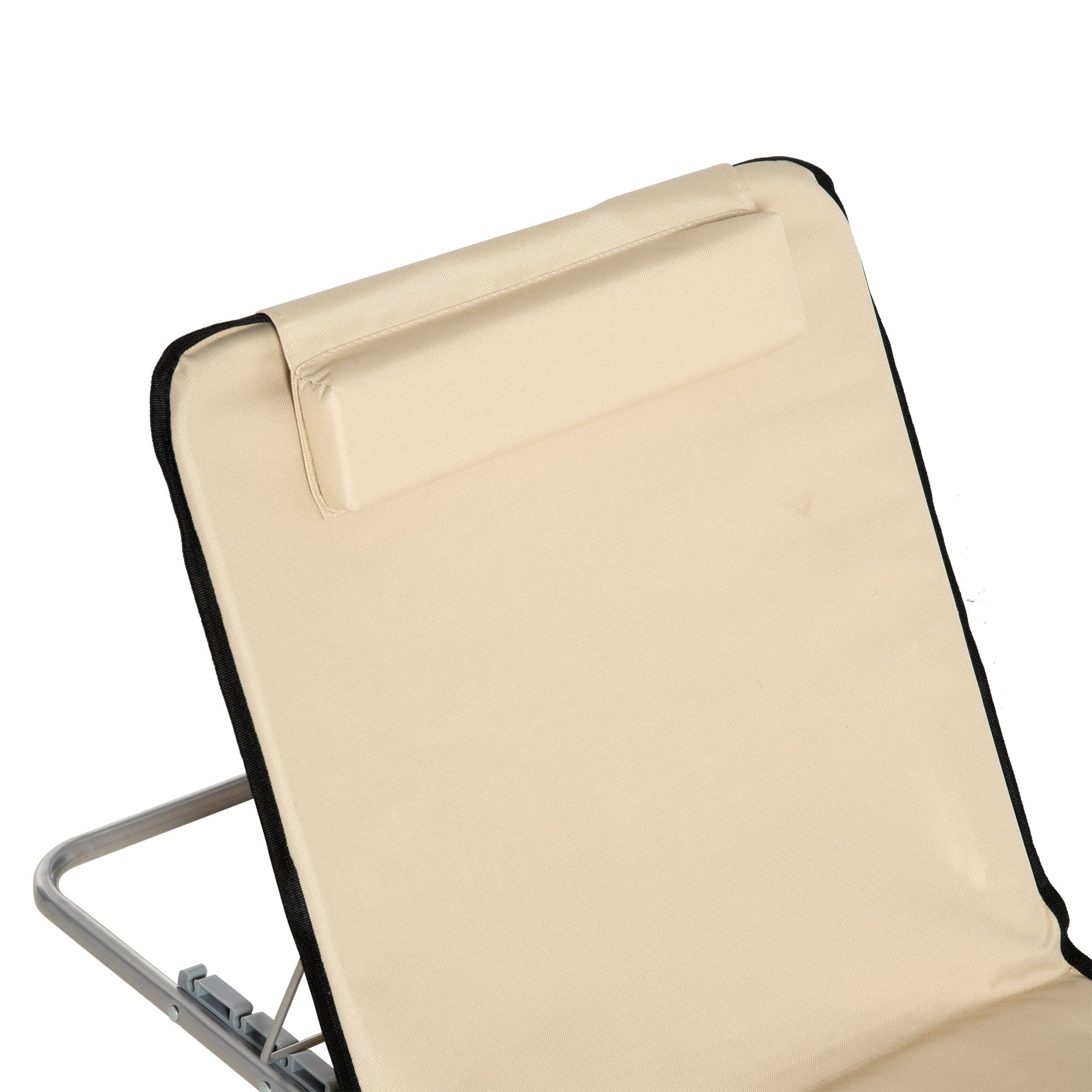 Set Of 2 Beach Mat Seat Adjustable Back Metal Frame Fabric Cover Foldable w/ Bag - Image 8