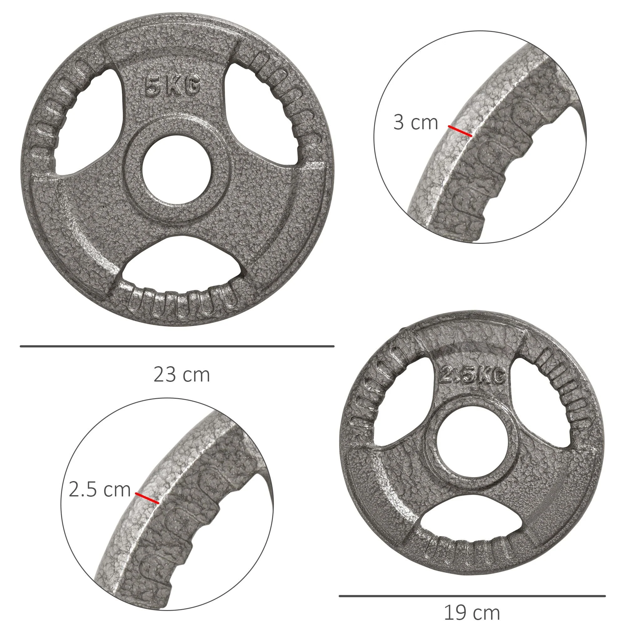 Set of 4 Cast Iron 2" Olympic Weight Plates Barbell Weight 2 x 5kg - Image 3