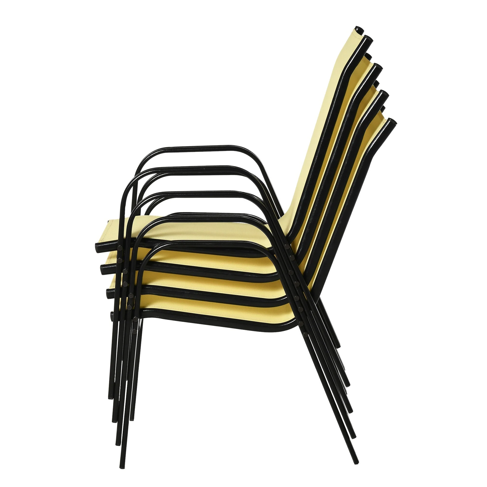 Set of 4 Garden Dining Chair Set Stackable Outdoor Patio Furniture Set with High Back and Armrest - Image 7