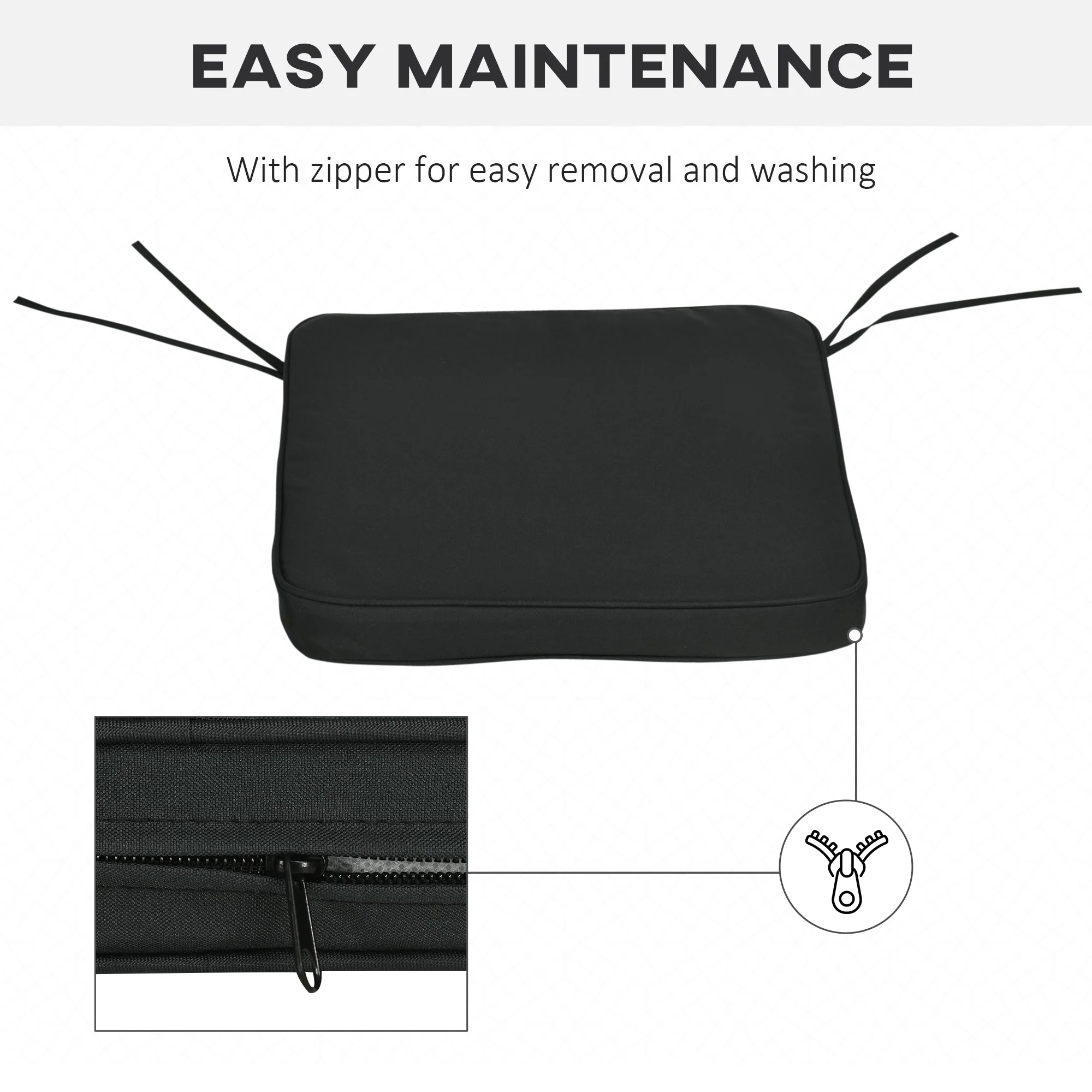 Set of Six Replacement Chair Cushions - Black - Image 7