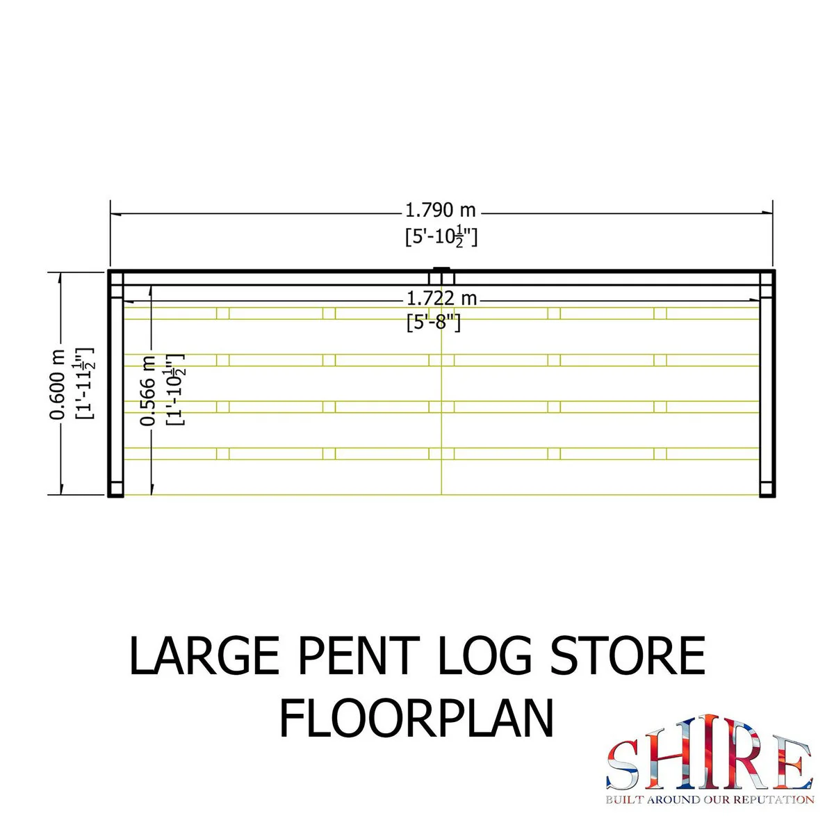 Shire 6' 2" x 2' 3" Pent Log Store - Classic Pressure Treated Slatted - Image 8