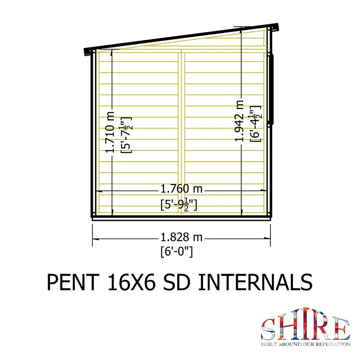 Shire 6' 6" x 15' 10" Pent Shed - Premium Dip Treated Shiplap - Image 10