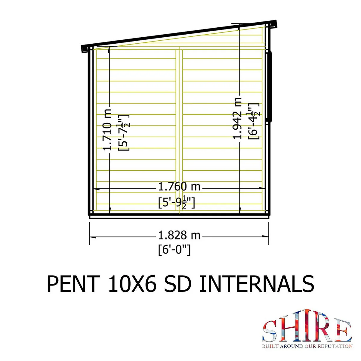 Shire 6' 6" x 9' 11" Pent Shed - Premium Dip Treated Shiplap - Image 9