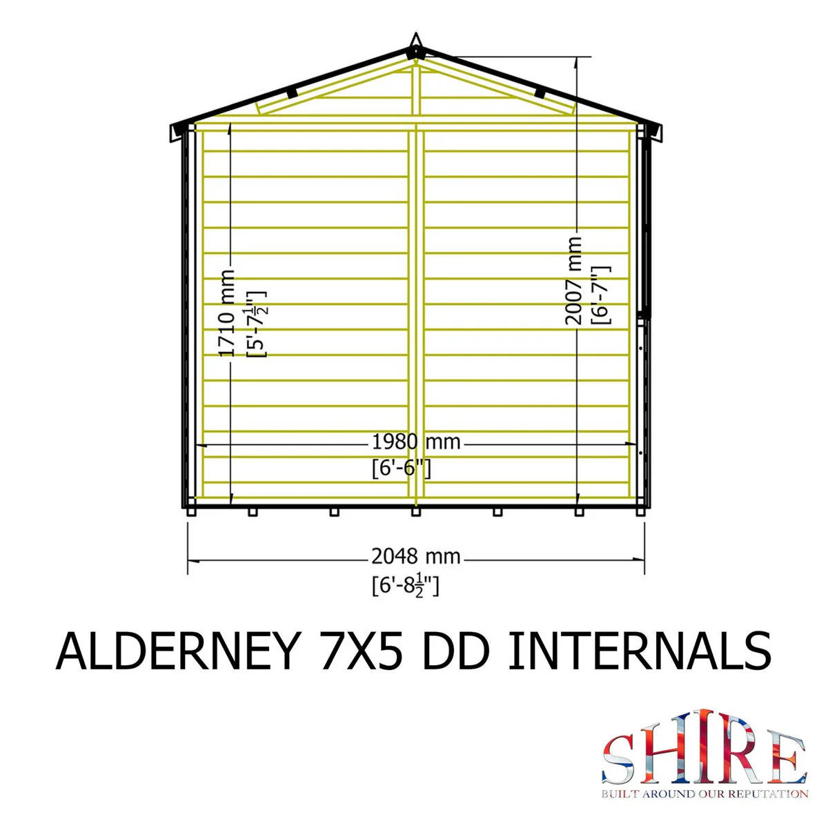 Shire Alderney 6' x 7' 2" Apex Shed - Premium Dip Treated Tongue & Groove - Image 5