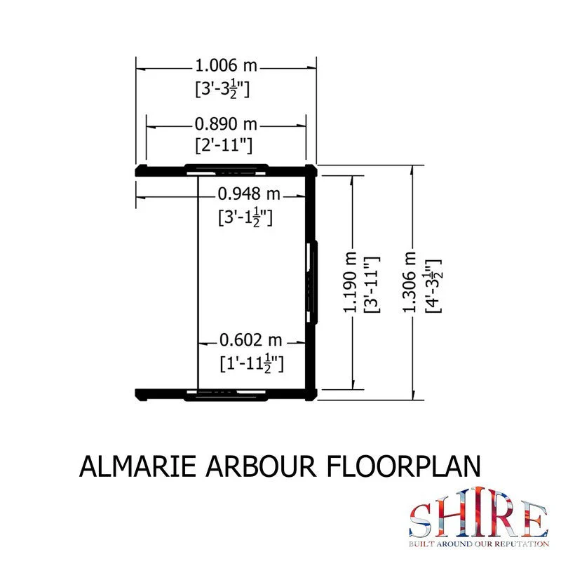 Shire Almarie 3' 3" x 4' 3" Apex Garden Arbour - Classic Pressure Treated Shiplap - Image 7