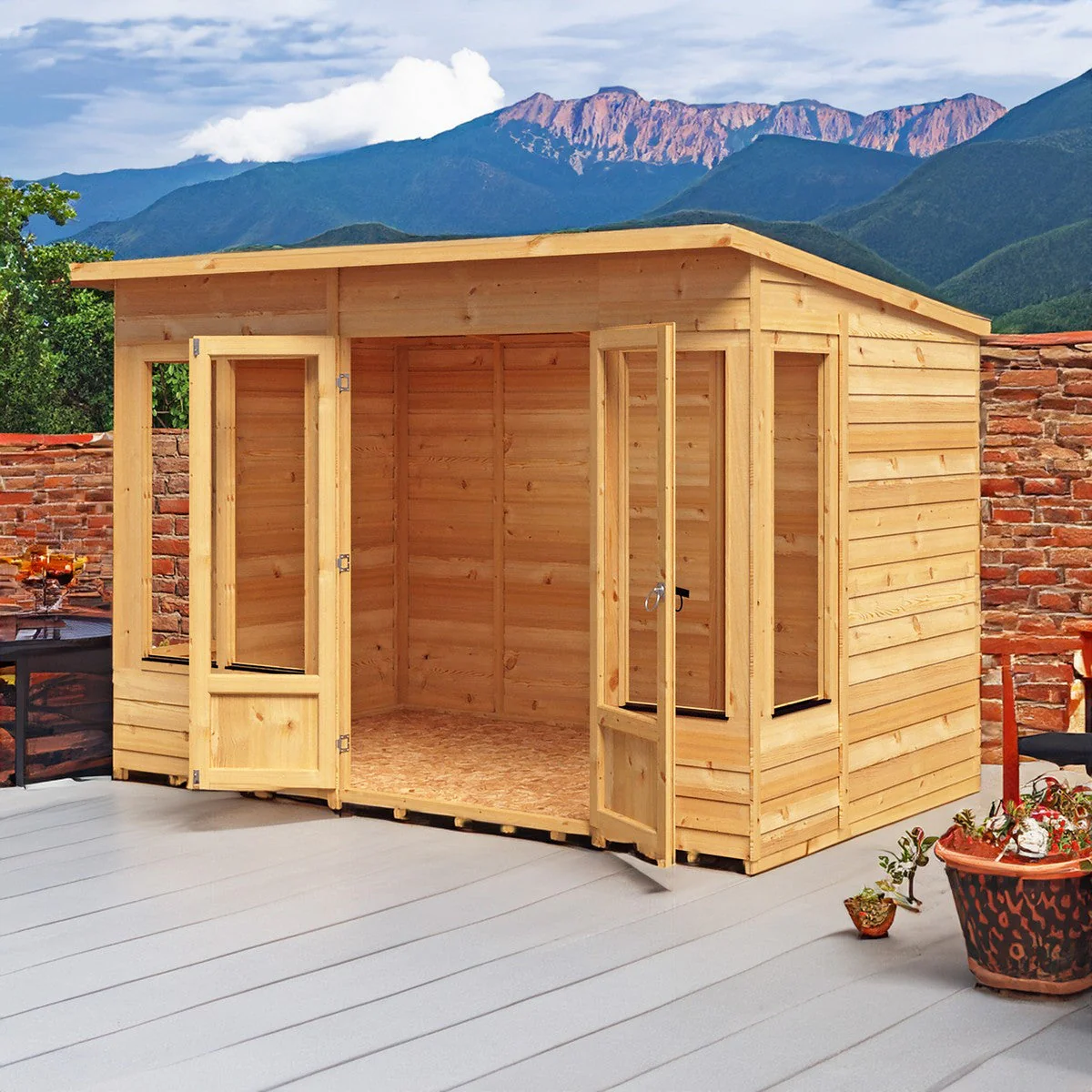 Shire Alora 7' 1" x 10' Pent Summerhouse - Premium Dip Treated Overlap - Image 3
