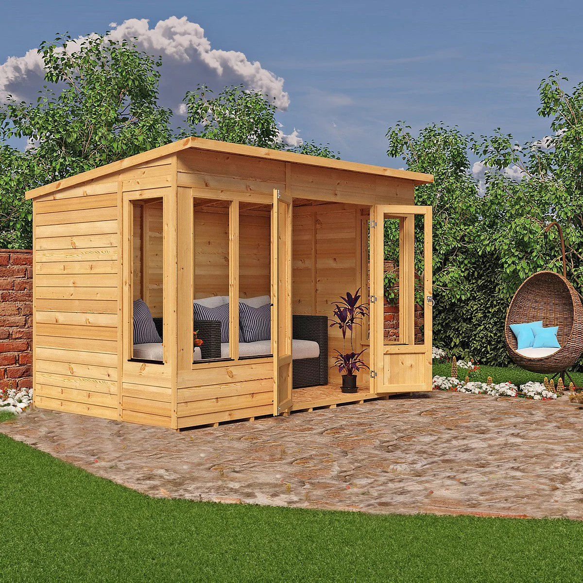 Shire Alora 7' 1" x 10' Pent Summerhouse - Premium Dip Treated Overlap - Image 4