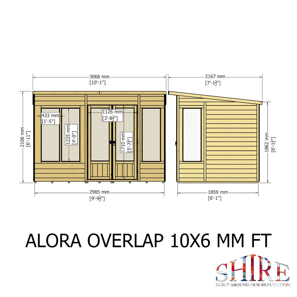 Shire Alora 7' 1" x 10' Pent Summerhouse - Premium Dip Treated Overlap - Image 7
