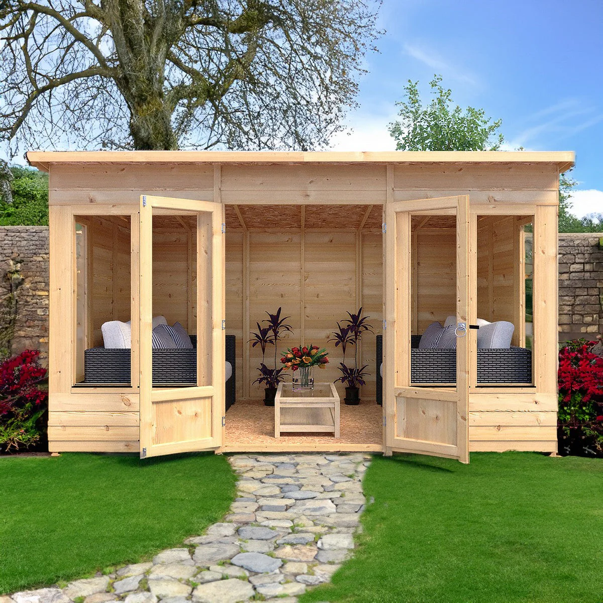 Shire Alora 7' 1" x 12' Pent Summerhouse - Premium Dip Treated Overlap - Image 3