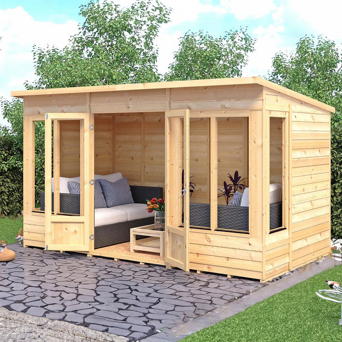 Shire Alora 7' 1" x 12' Pent Summerhouse - Premium Dip Treated Overlap - Image 5