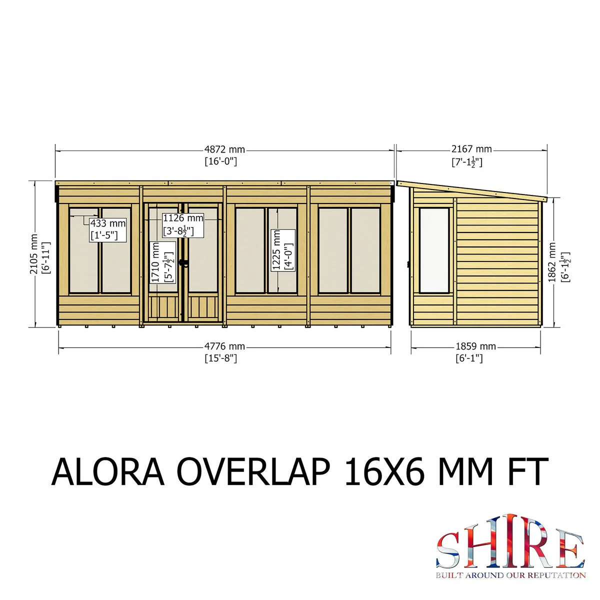 Shire Alora 7' 1" x 15' 11" Pent Summerhouse - Premium Dip Treated Overlap - Image 10