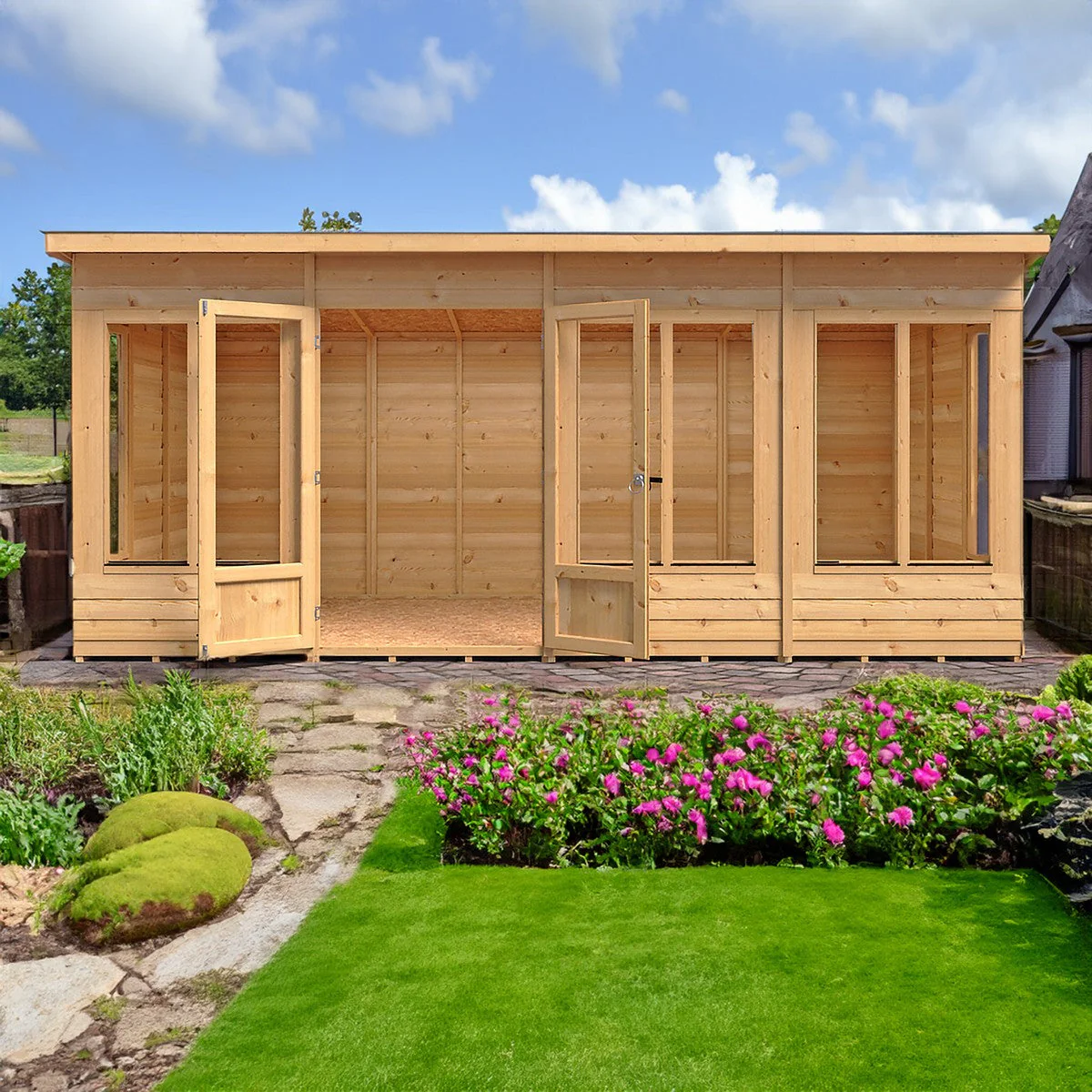 Shire Alora 7' 1" x 15' 11" Pent Summerhouse - Premium Dip Treated Overlap - Image 5