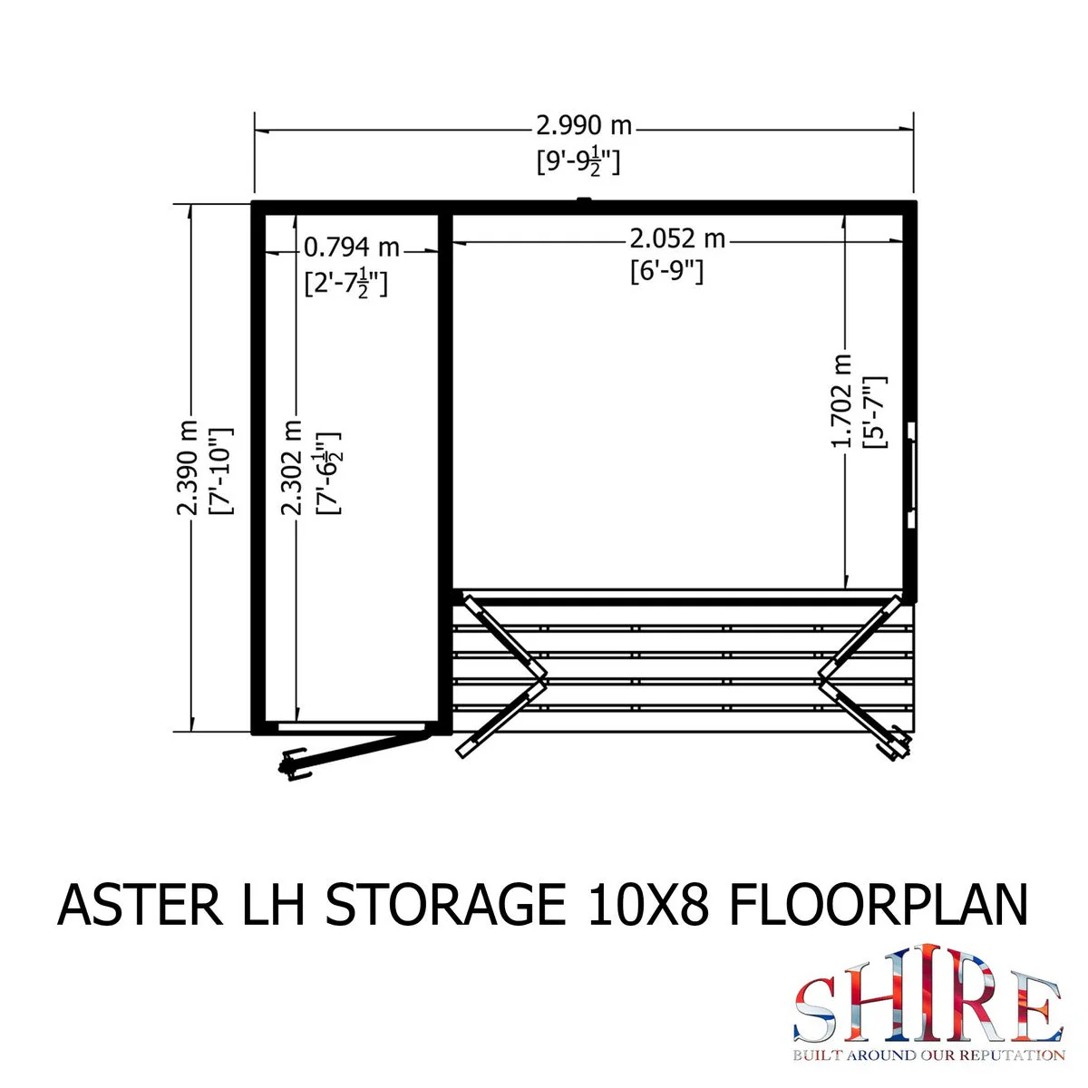 Shire Aster 8' 7" x 10' 4" Pent Summerhouse with Side Shed - Premium Dip Treated Shiplap - Image 20