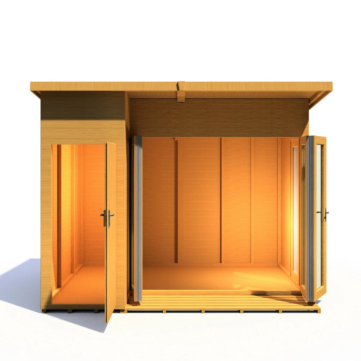 Shire Aster 8' 7" x 10' 4" Pent Summerhouse with Side Shed - Premium Dip Treated Shiplap - Image 3