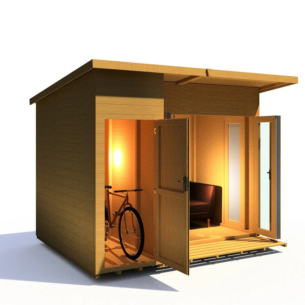Shire Aster 8' 7" x 10' 4" Pent Summerhouse with Side Shed - Premium Dip Treated Shiplap - Image 6