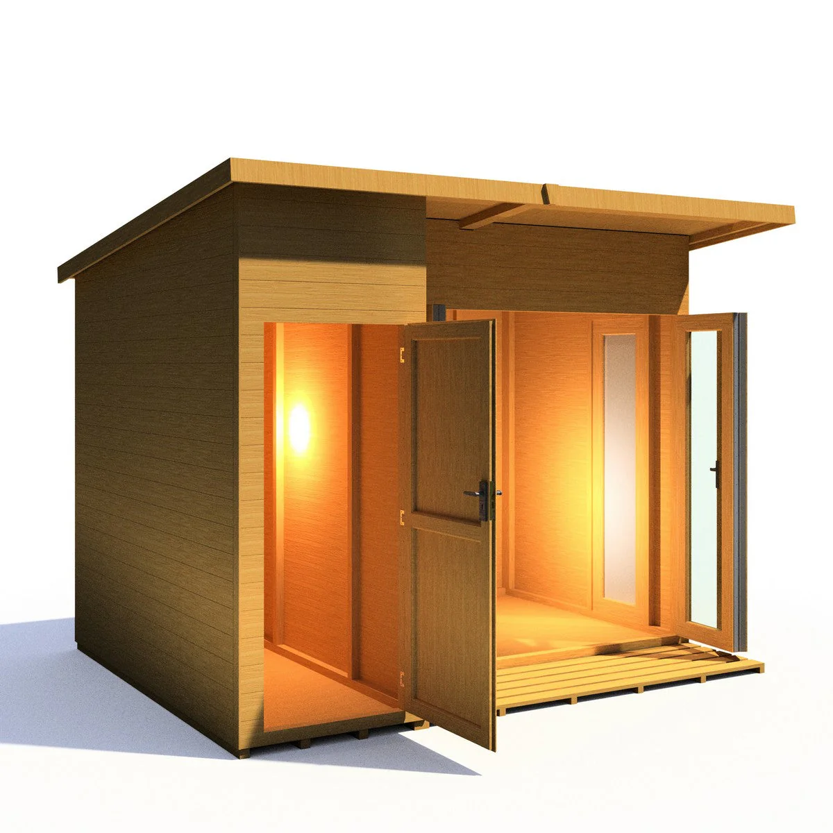 Shire Aster 8' 7" x 10' 4" Pent Summerhouse with Side Shed - Premium Dip Treated Shiplap - Image 8