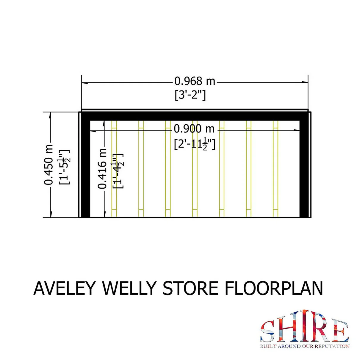 Shire Aveley 1' 11" x 3' 8" Pent Boot Store - Classic Dip Treated Shiplap - Image 5