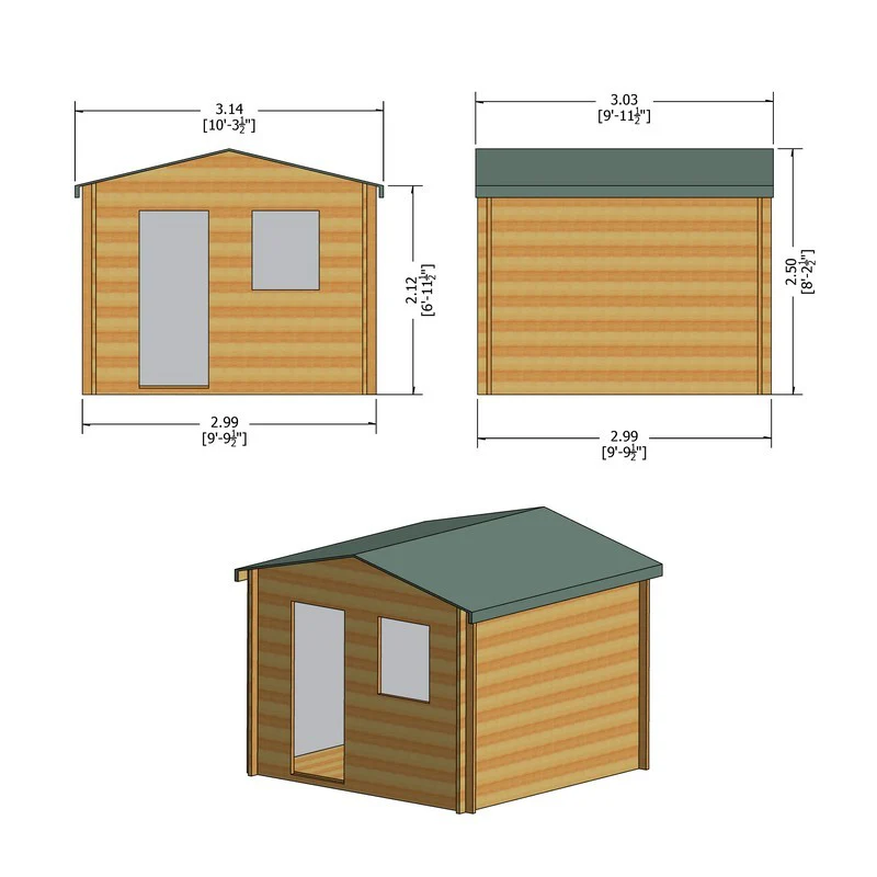 Avesbury 9' x 9' 9" Apex Log Cabin - Budget 19mm Cladding Tongue & Groove - Image 10