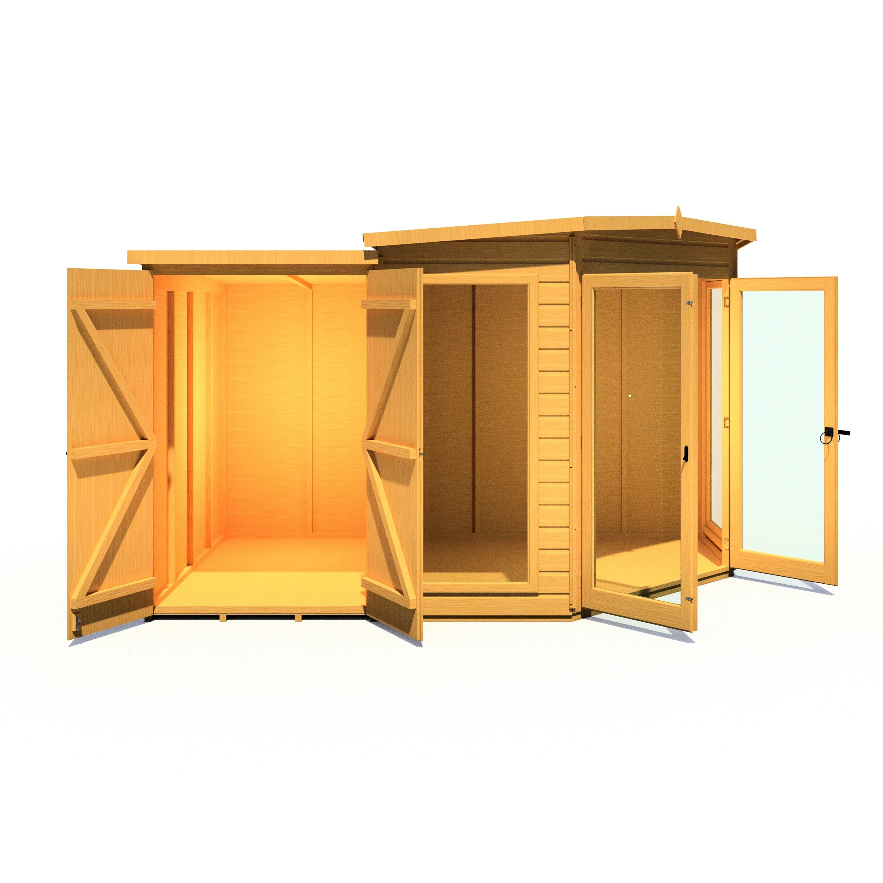 Shire Barclay 3' 9" x 6' 8" Pent Summerhouse with Side Shed - Premium Coated Shiplap - Image 2