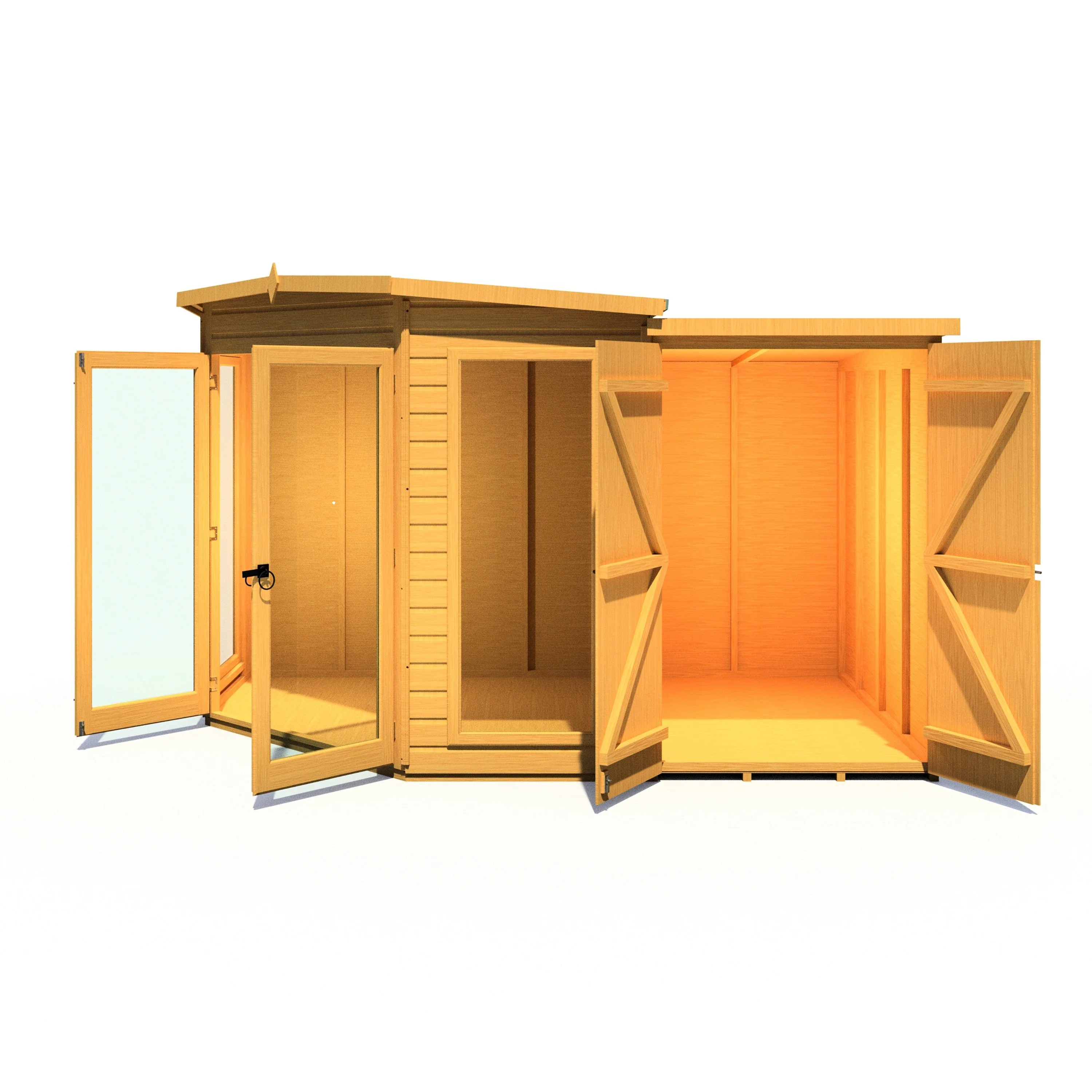 Shire Barclay 3' 9" x 6' 8" Pent Summerhouse with Side Shed - Premium Coated Shiplap - Image 6